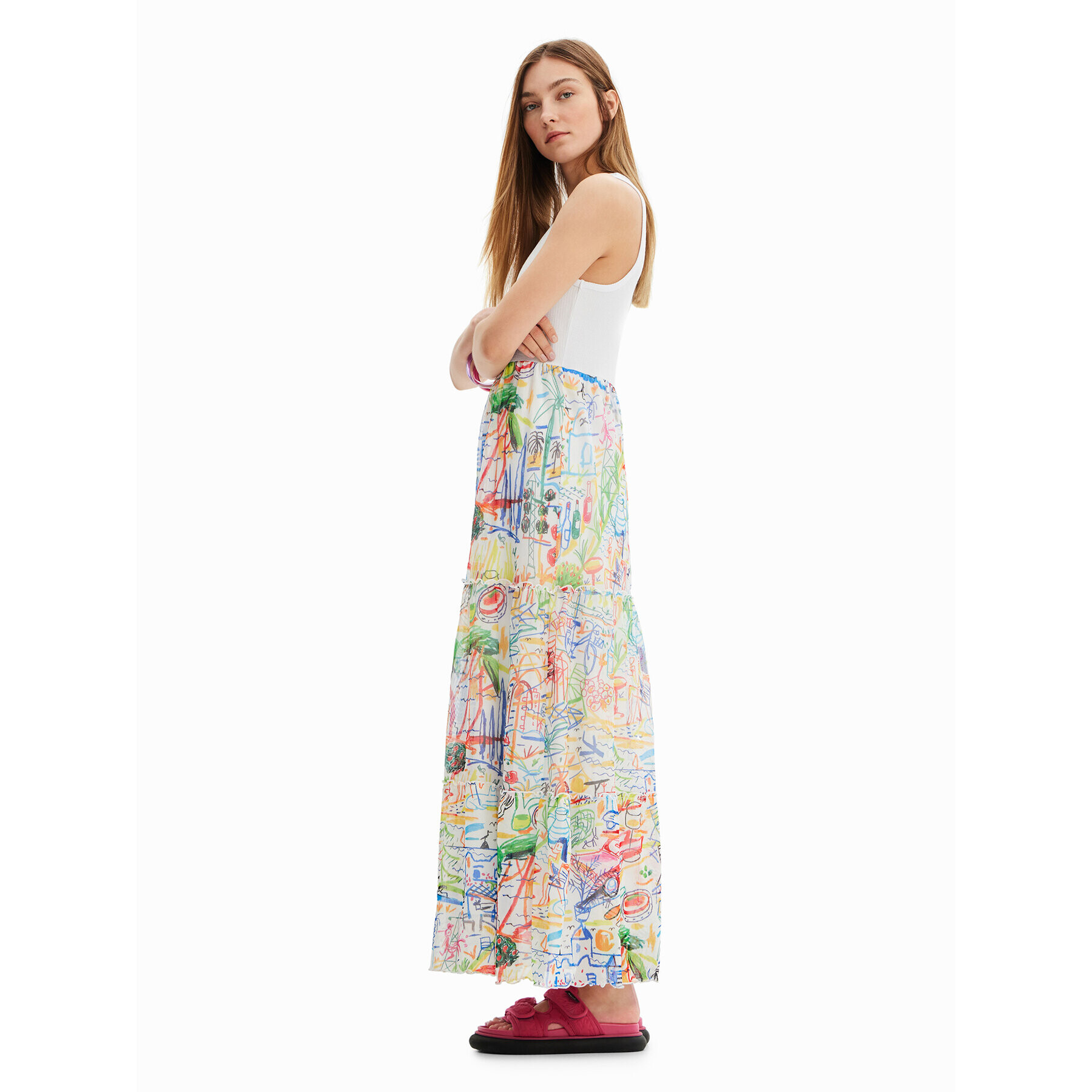 Desigual Ежедневна рокля 23SWVK91 Бял Regular Fit - Pepit.bg
