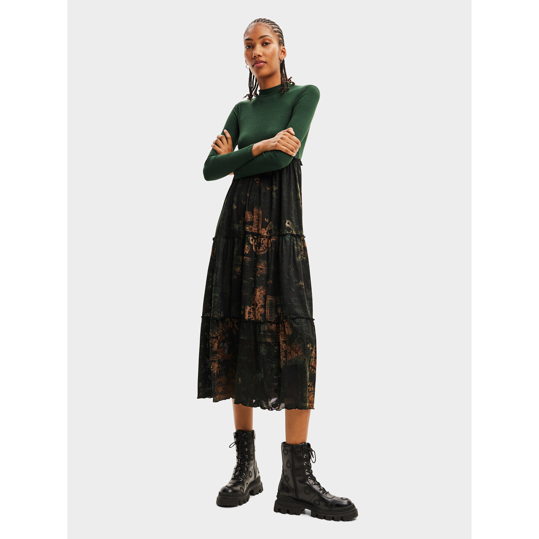 Desigual Ежедневна рокля 23WWVK89 Зелен Regular Fit - Pepit.bg