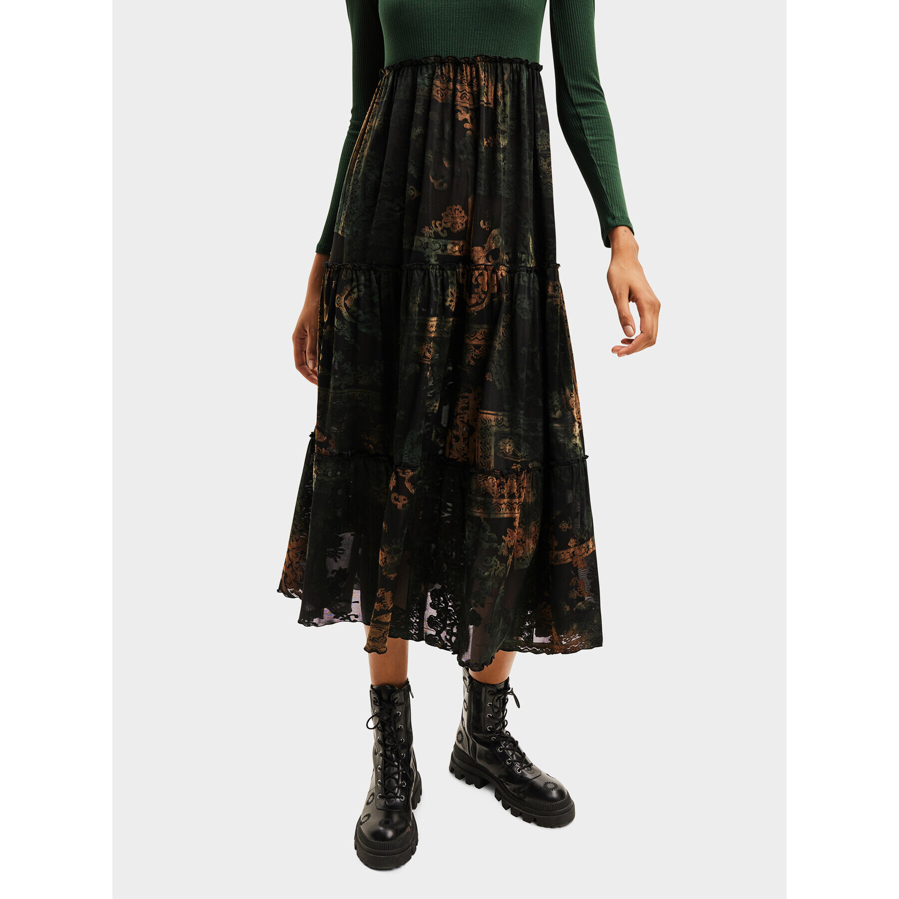 Desigual Ежедневна рокля 23WWVK89 Зелен Regular Fit - Pepit.bg