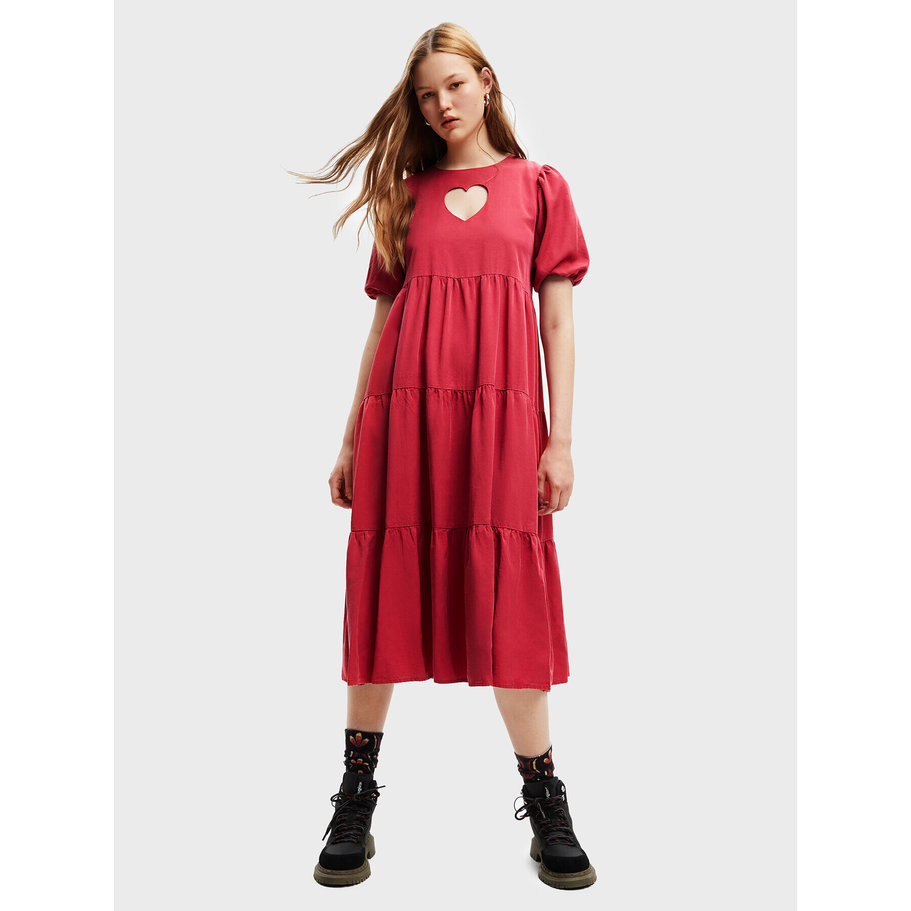 Desigual Ежедневна рокля Flora 22WWVW30 Червен Regular Fit - Pepit.bg