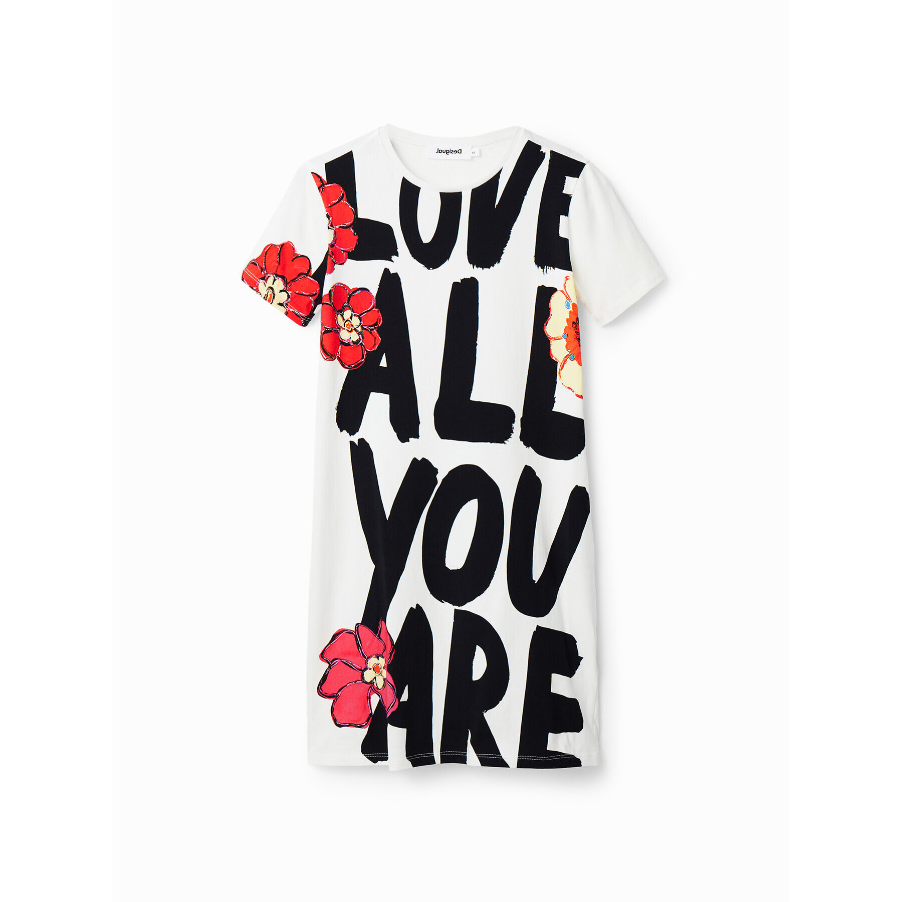 Desigual Ежедневна рокля Love All You 23SWVK69 Бял Slim Fit - Pepit.bg