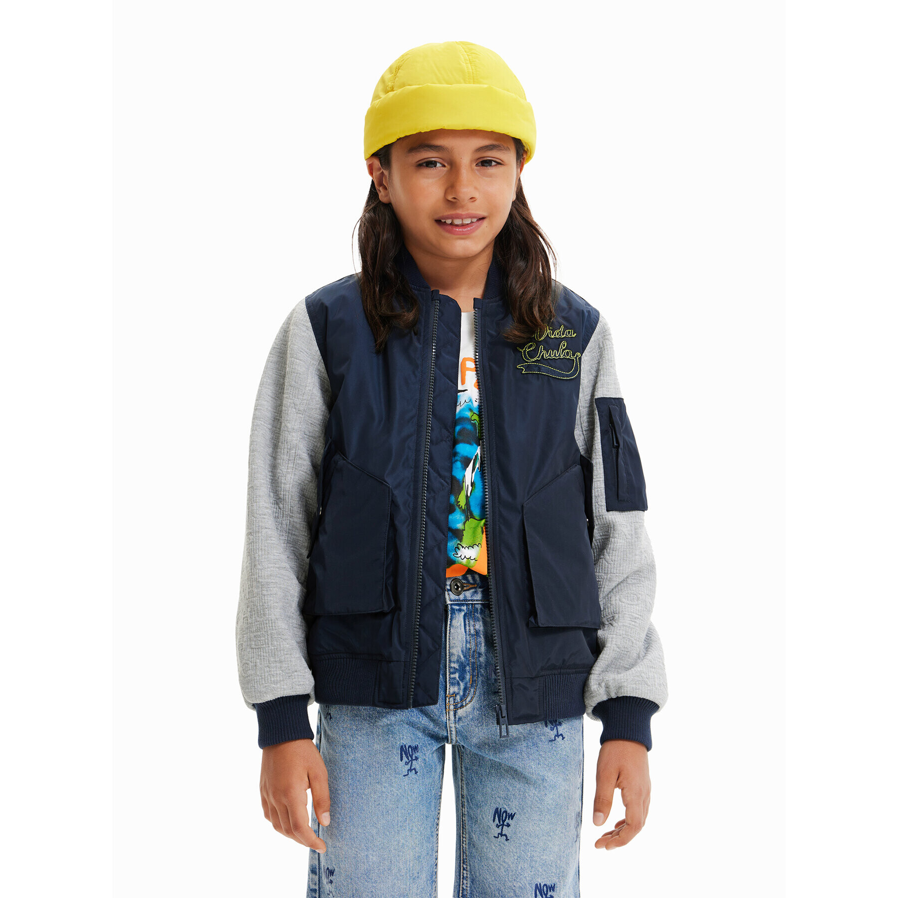 Desigual Яке бомбър 23SBEW01 Тъмносин Oversize - Pepit.bg