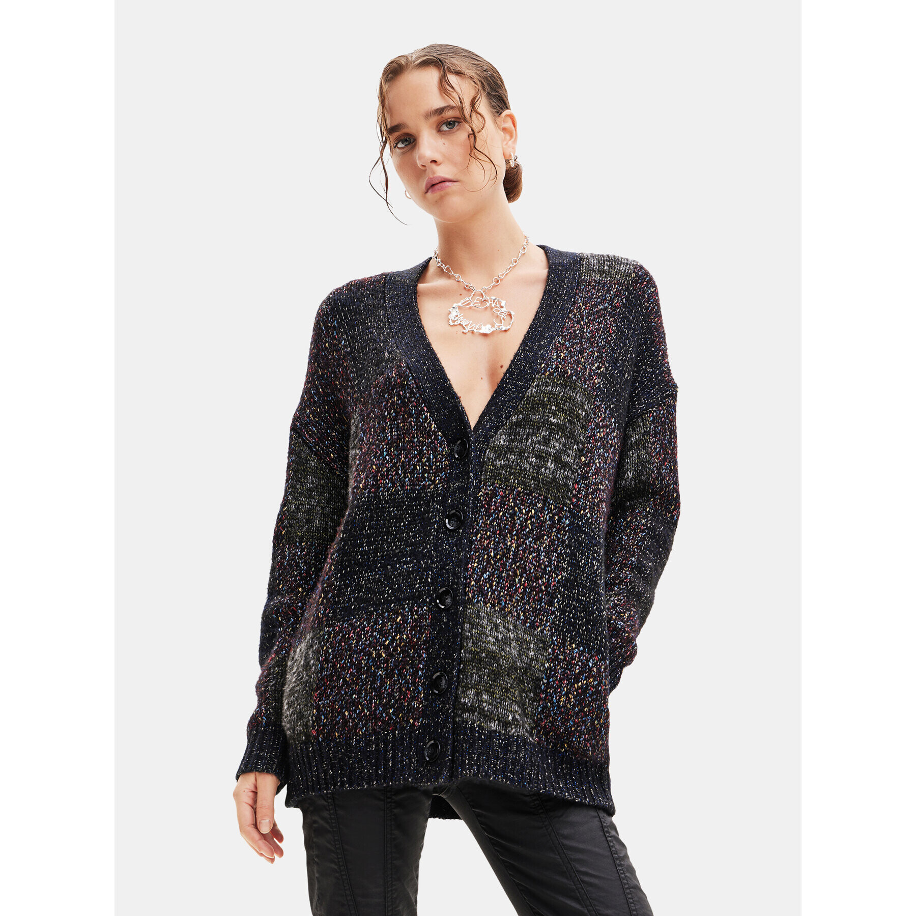 Desigual Кардиган 23WWJF09 Черен Oversize - Pepit.bg