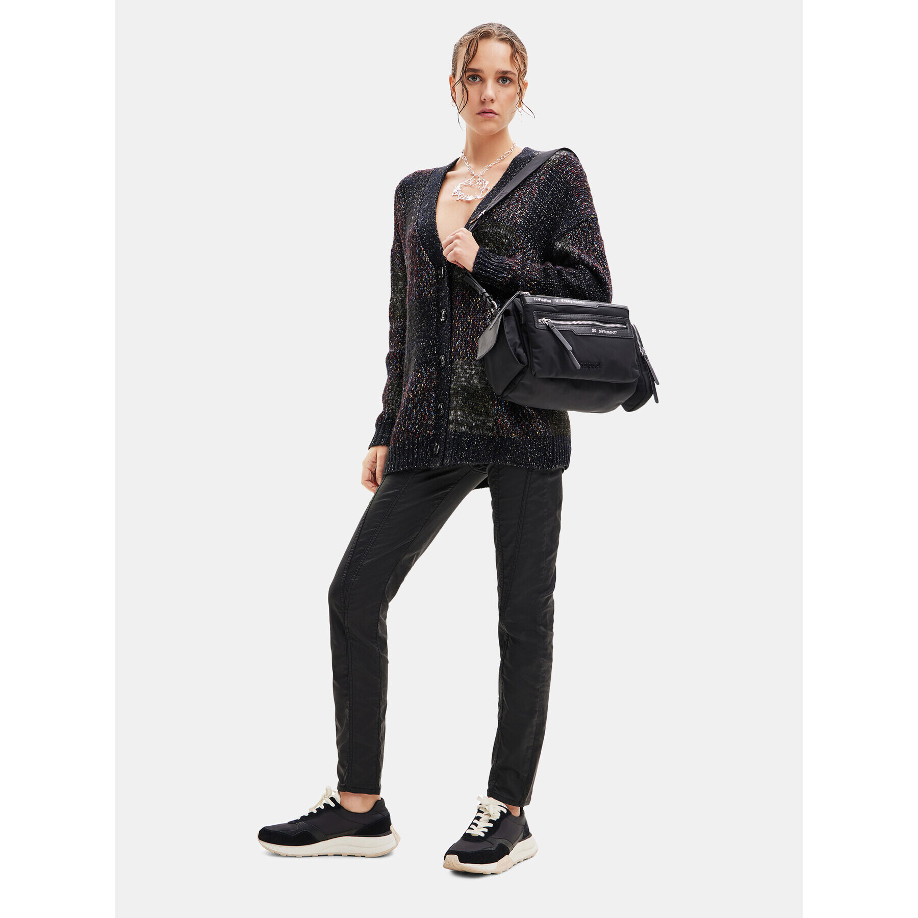 Desigual Кардиган 23WWJF09 Черен Oversize - Pepit.bg
