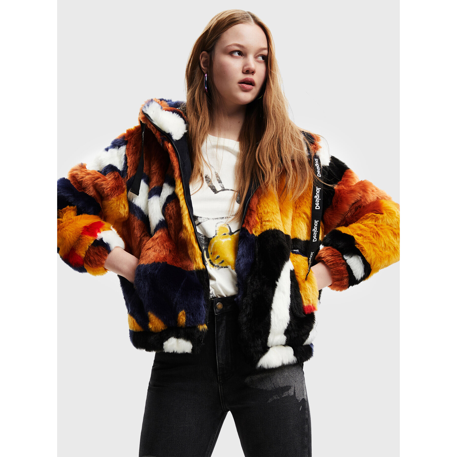 Desigual Кожено палто Norwey 22WWEWB2 Цветен Oversize - Pepit.bg