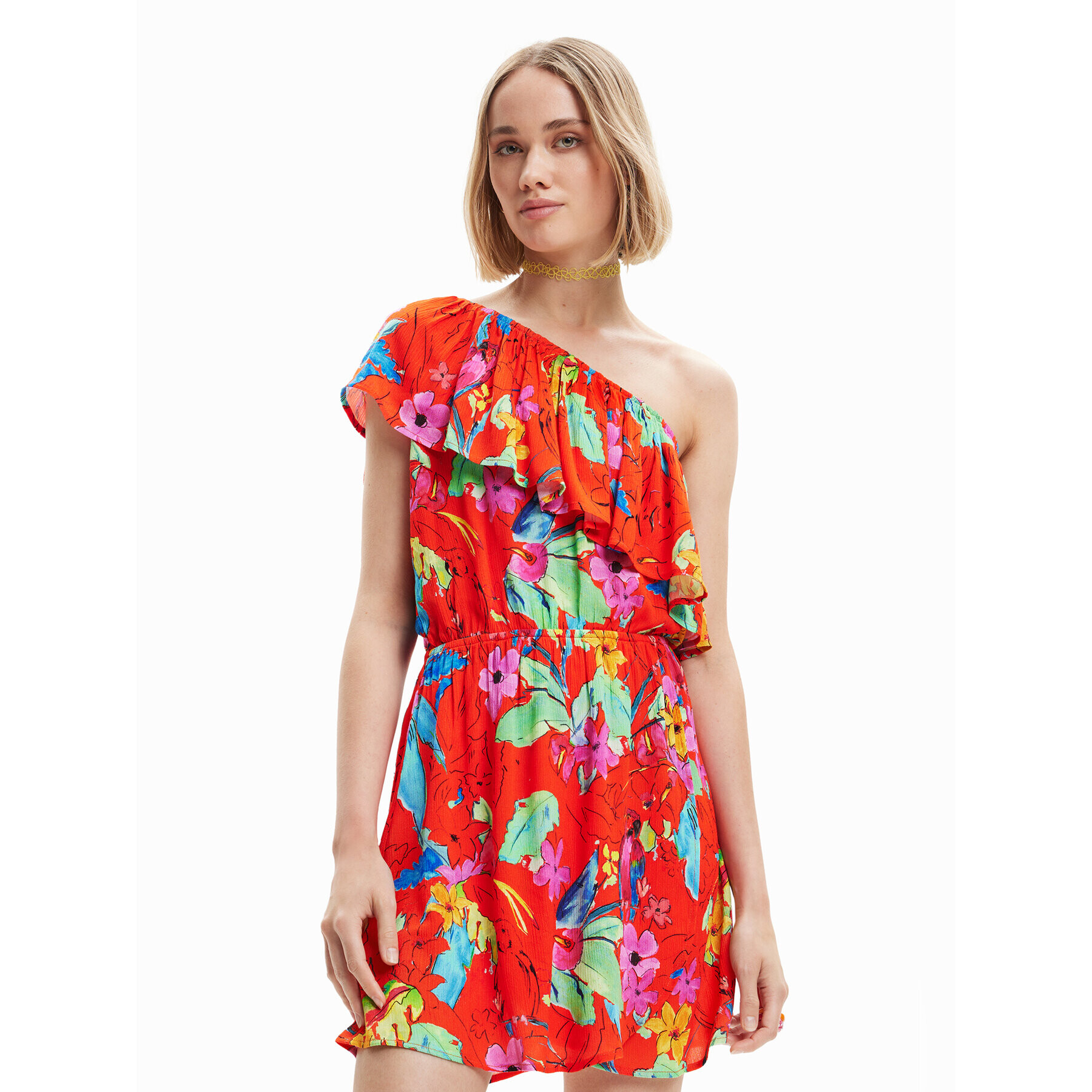 Desigual Лятна рокля Tropical 23SWVW83 Червен Regular Fit - Pepit.bg