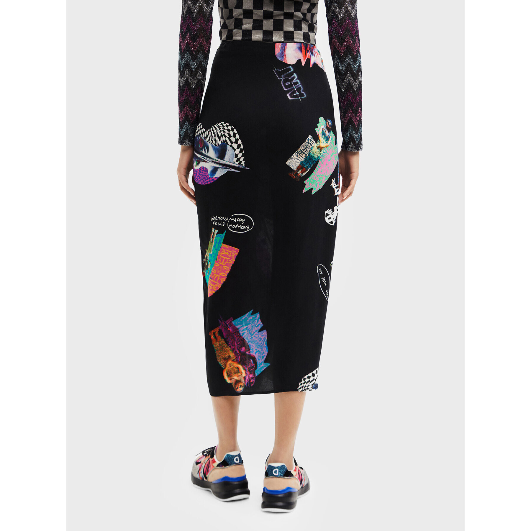 Desigual Миди пола Collage 22WWFW17 Черен Slim Fit - Pepit.bg