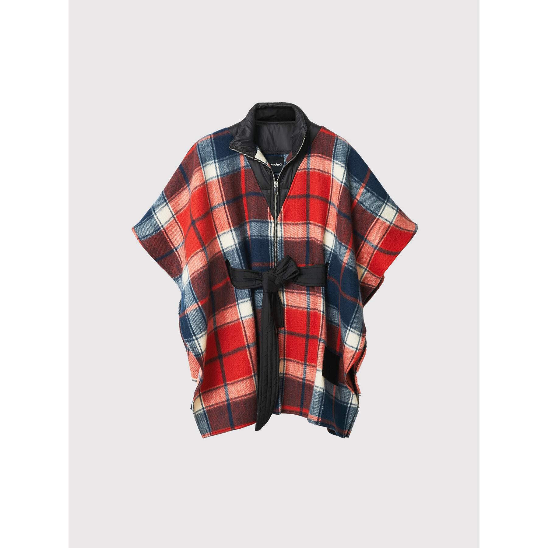 Desigual Пончо Red Check Milan 22WAIA12 Червен Relaxed Fit - Pepit.bg