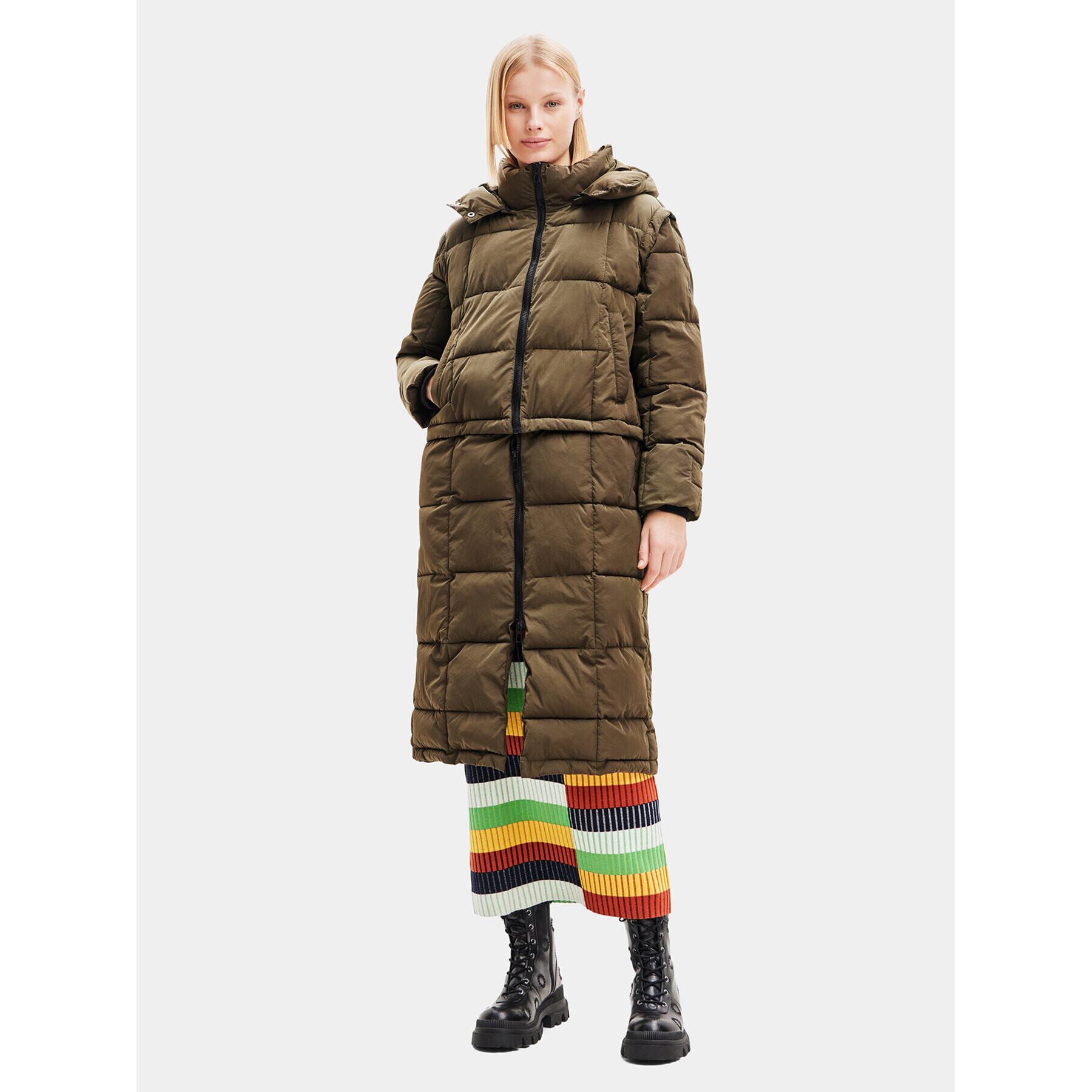 Desigual Пухено яке 23WWEW39 Зелен Oversize - Pepit.bg