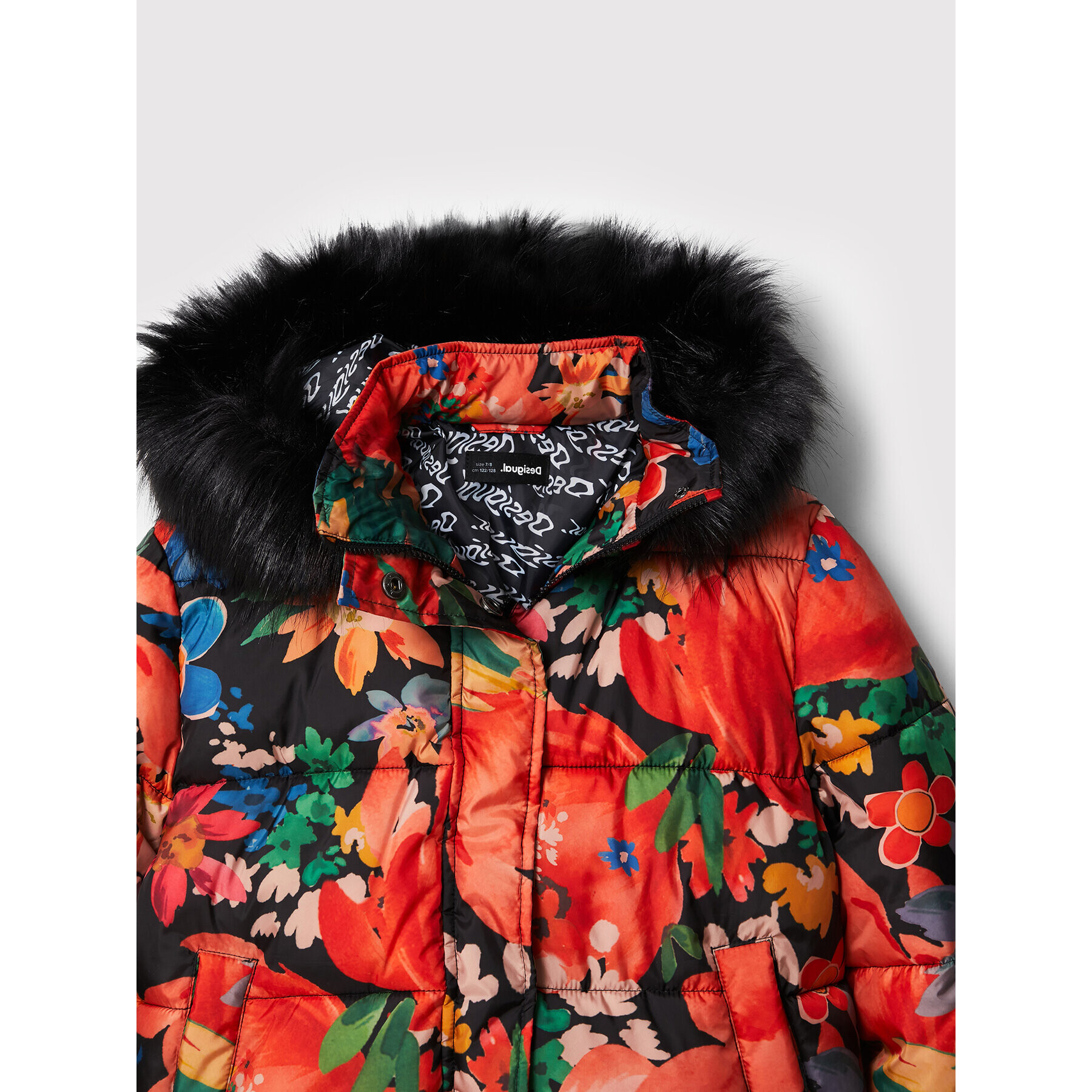 Desigual Пухено яке Rose 22WGEW15 Червен Regular Fit - Pepit.bg