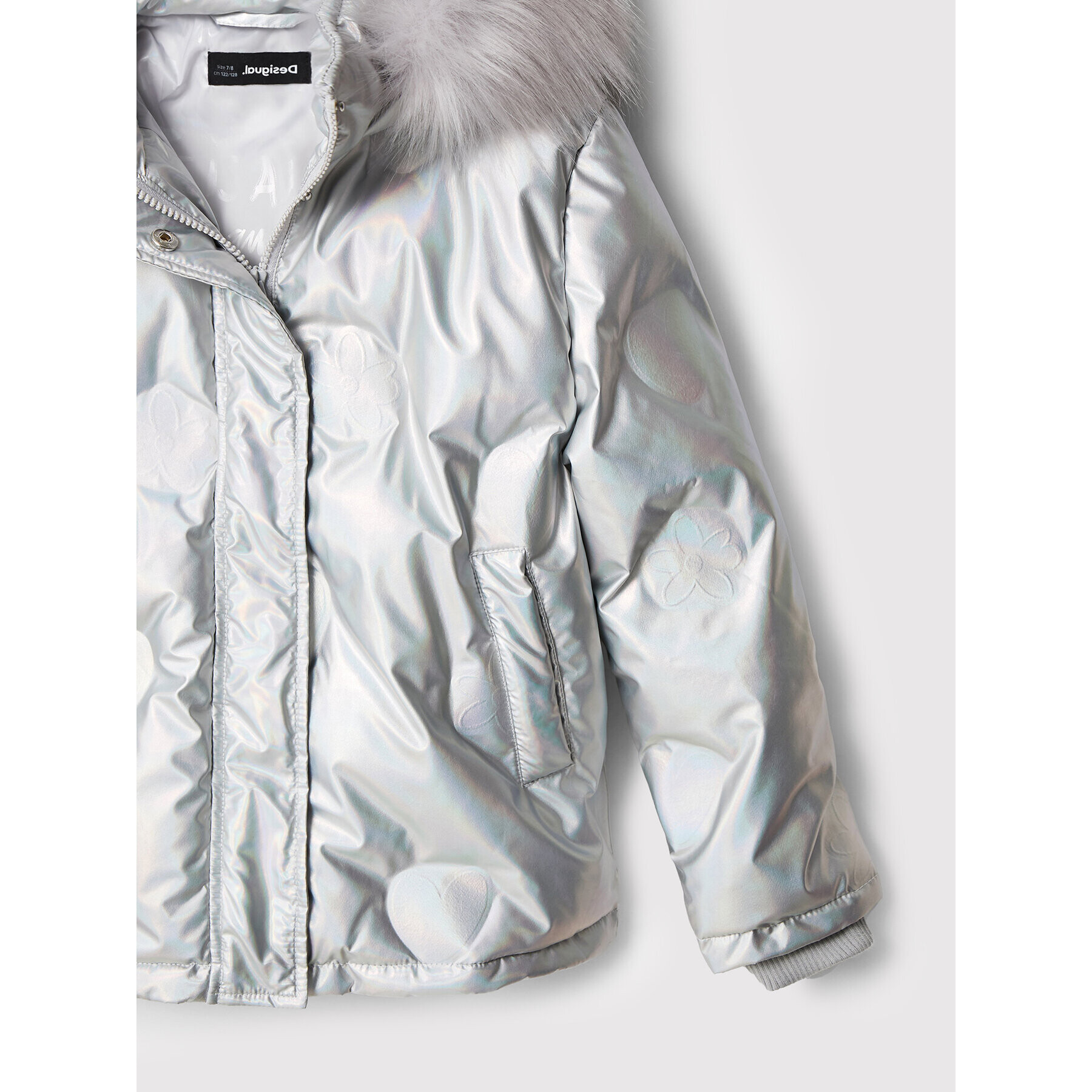 Desigual Пухено яке Tierra 22WGEW03 Сребрист Regular Fit - Pepit.bg