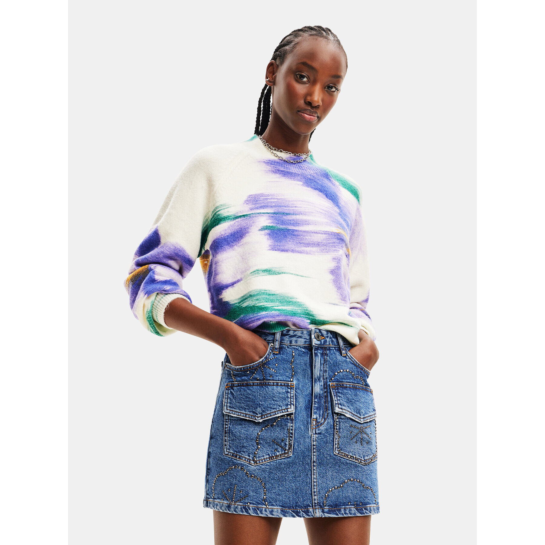 Desigual Пуловер 23WWJF04 Екрю Regular Fit - Pepit.bg