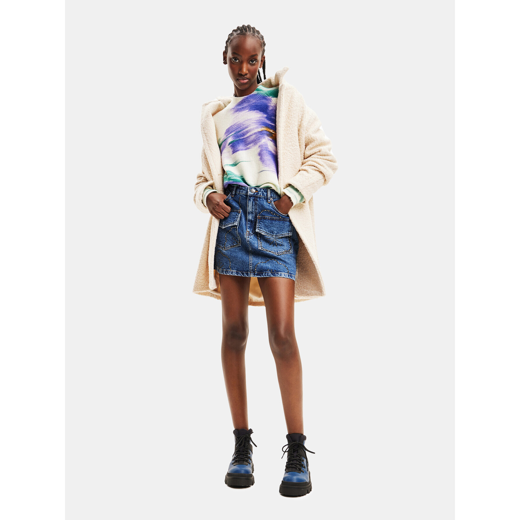 Desigual Пуловер 23WWJF04 Екрю Regular Fit - Pepit.bg