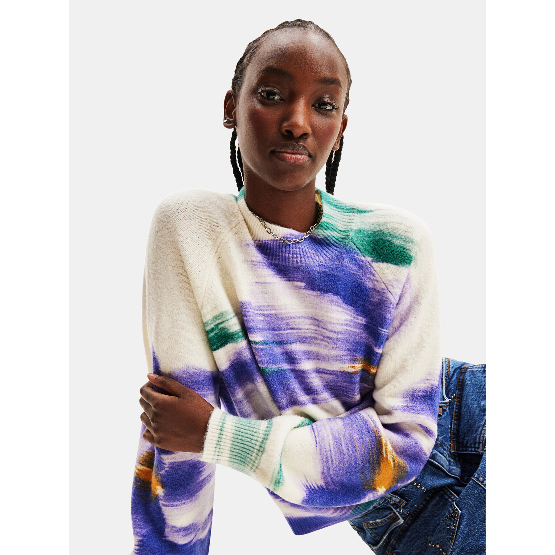 Desigual Пуловер 23WWJF04 Екрю Regular Fit - Pepit.bg