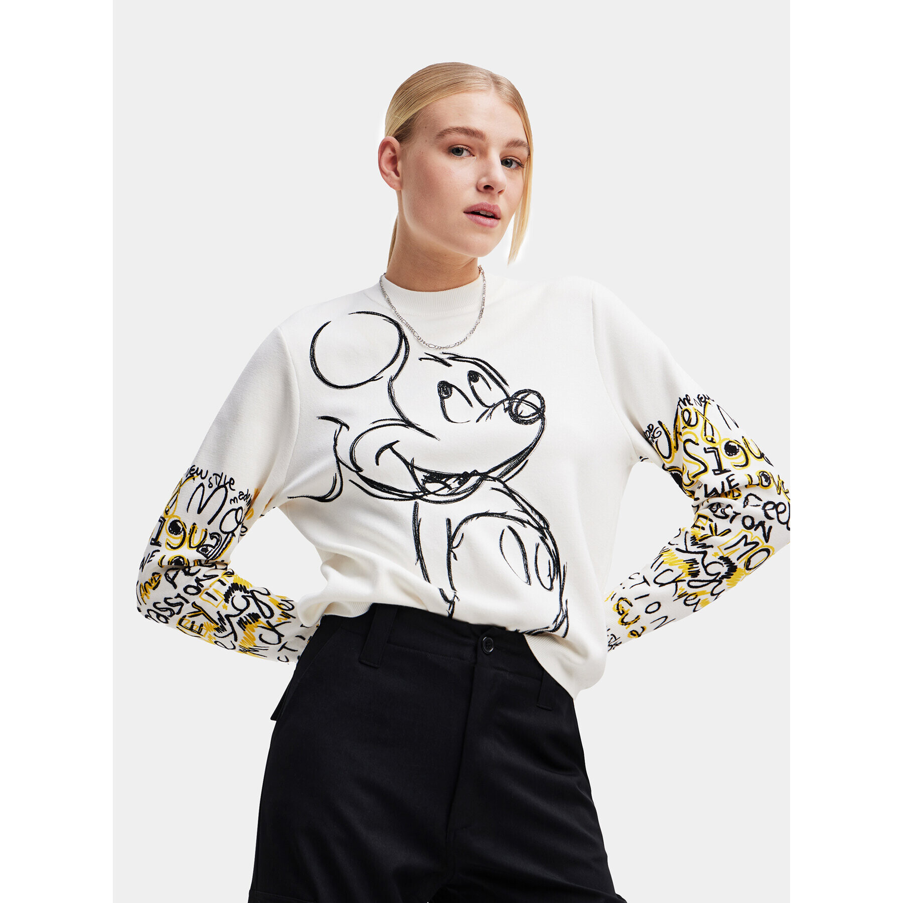 Desigual Пуловер 23WWJF45 Бял Regular Fit - Pepit.bg