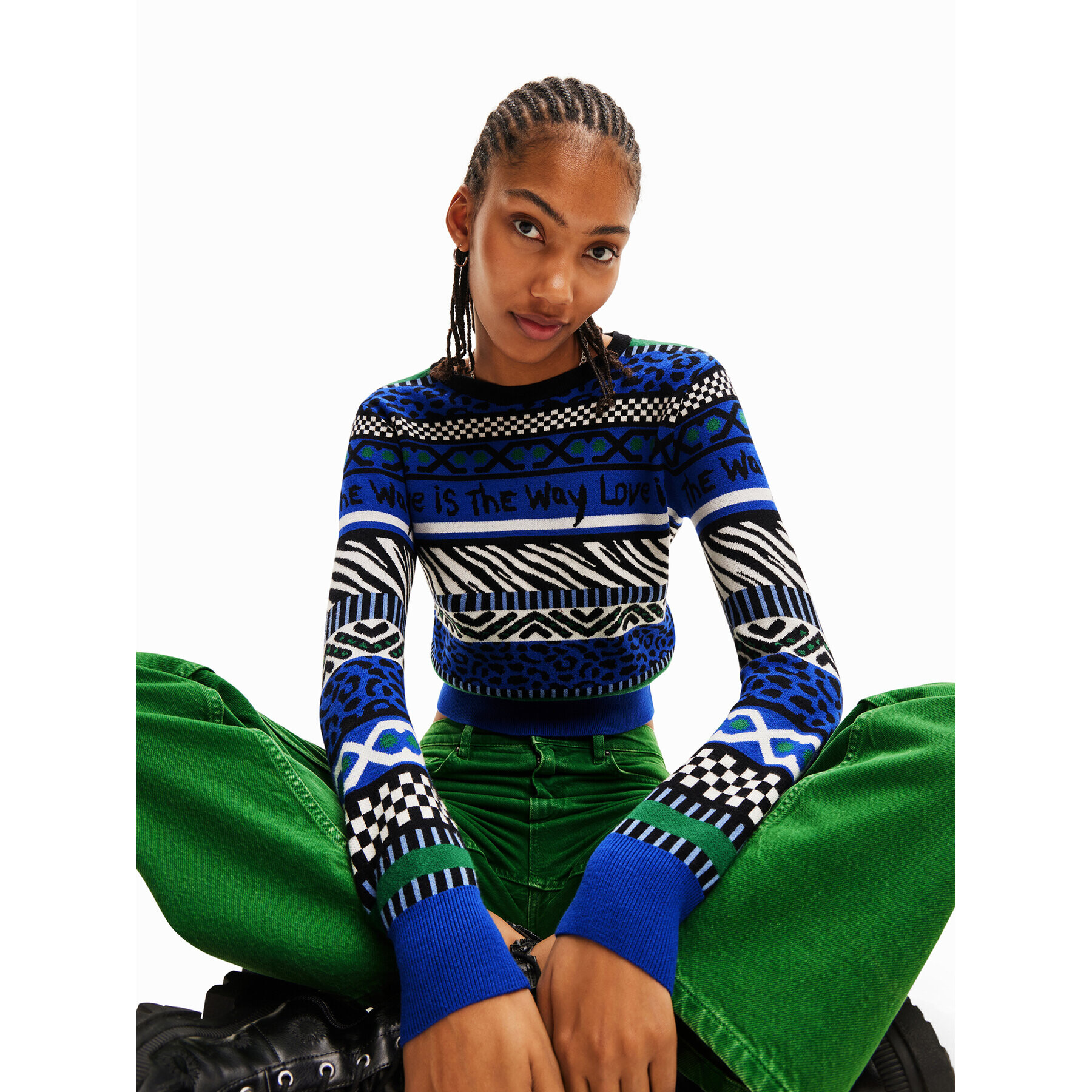 Desigual Пуловер 23WWJF48 Син Slim Fit - Pepit.bg