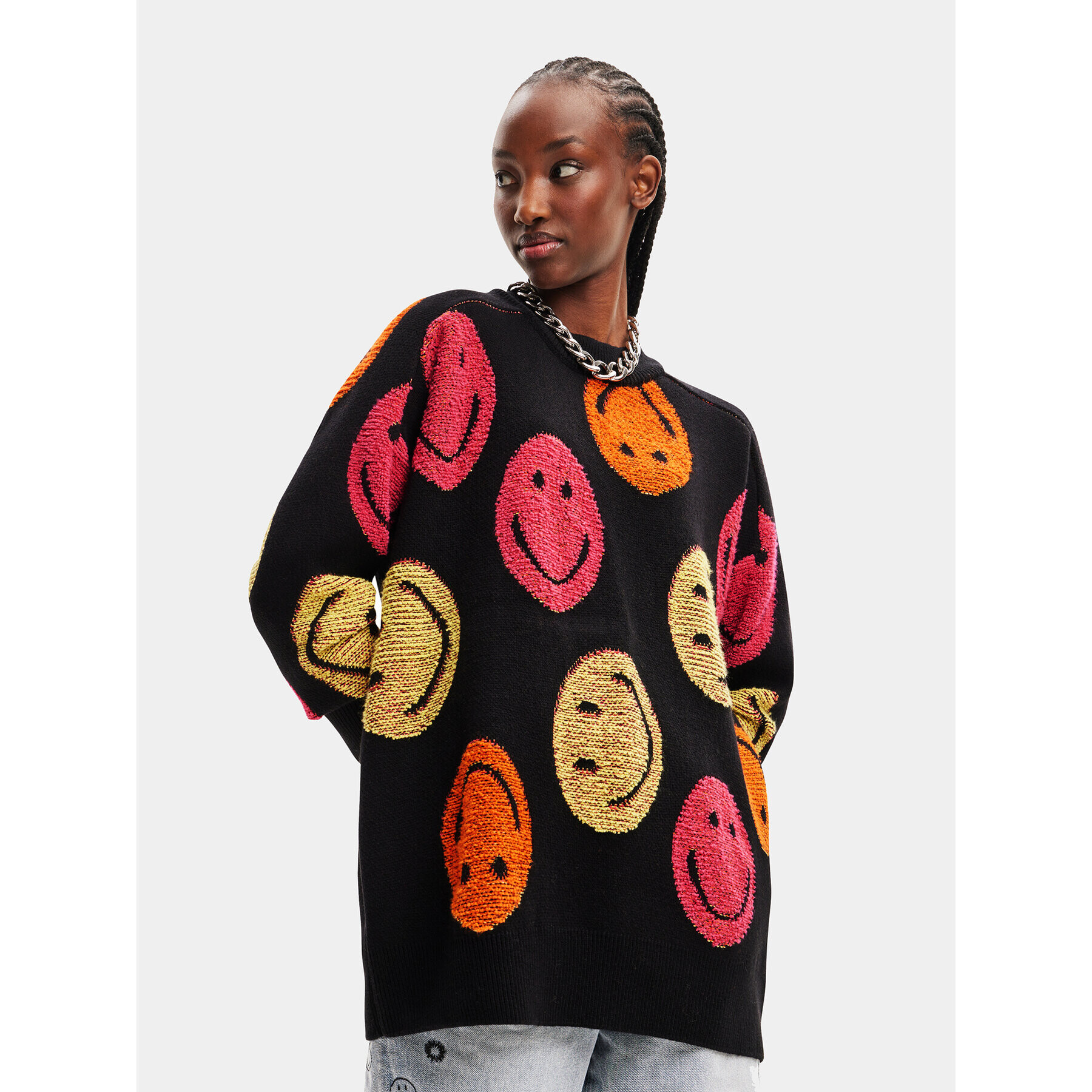 Desigual Пуловер 23WWJF86 Черен Oversize - Pepit.bg