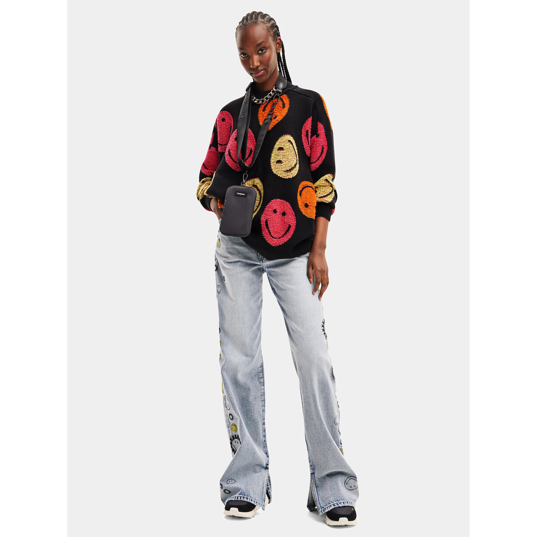 Desigual Пуловер 23WWJF86 Черен Oversize - Pepit.bg