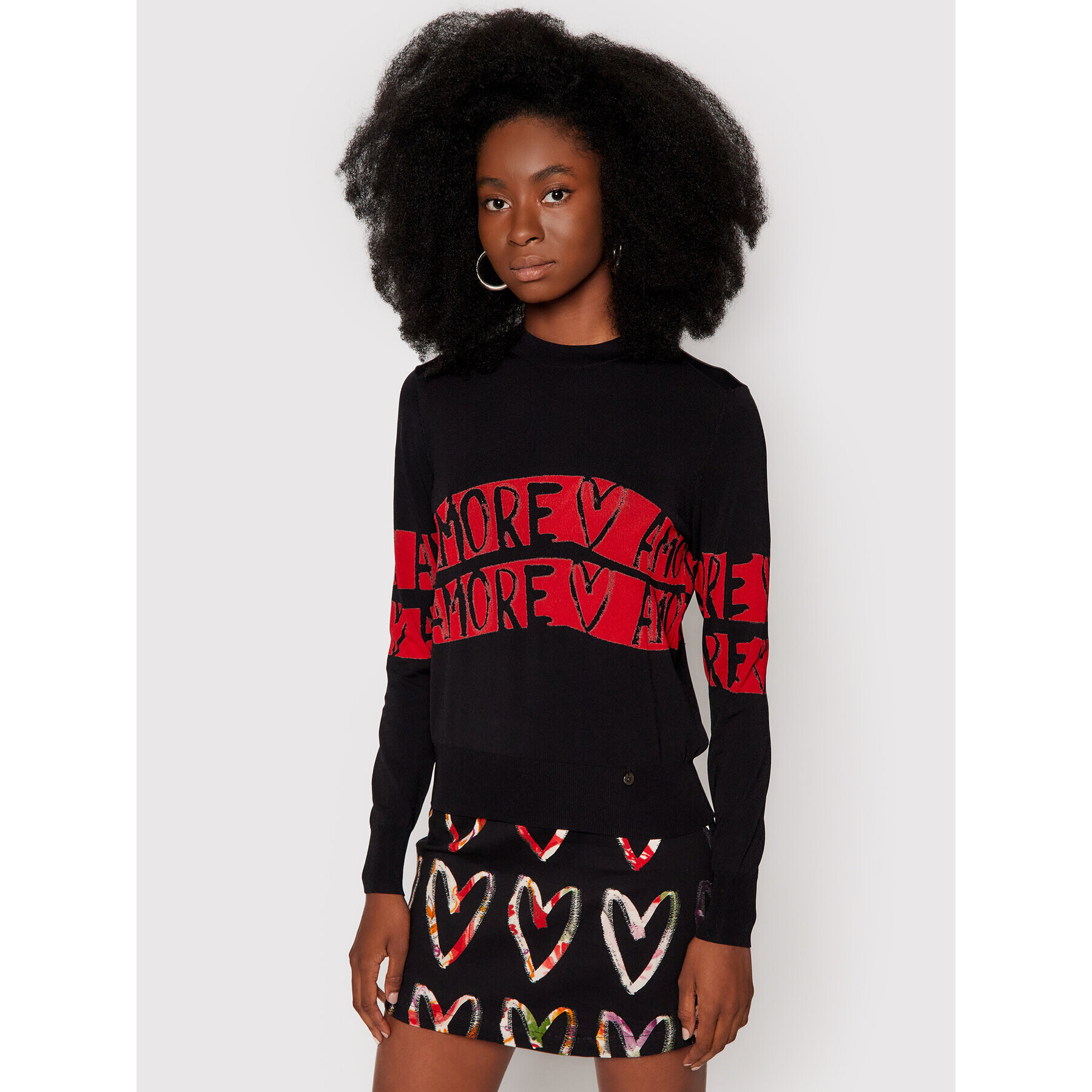 Desigual Пуловер Amore Amore 21WWJFAN Черен Regular Fit - Pepit.bg