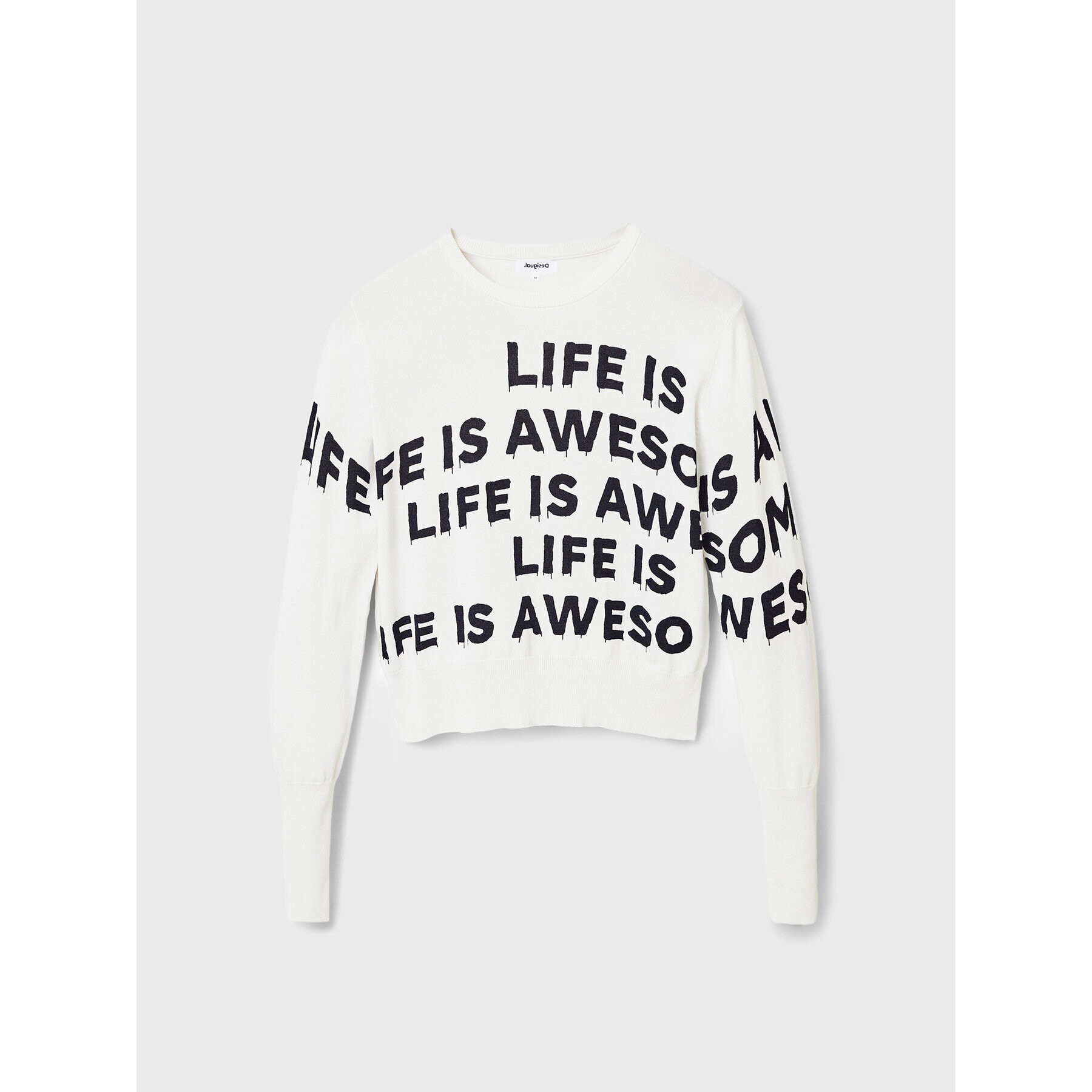 Desigual Пуловер Bet 22WWJFAB Бял Regular Fit - Pepit.bg