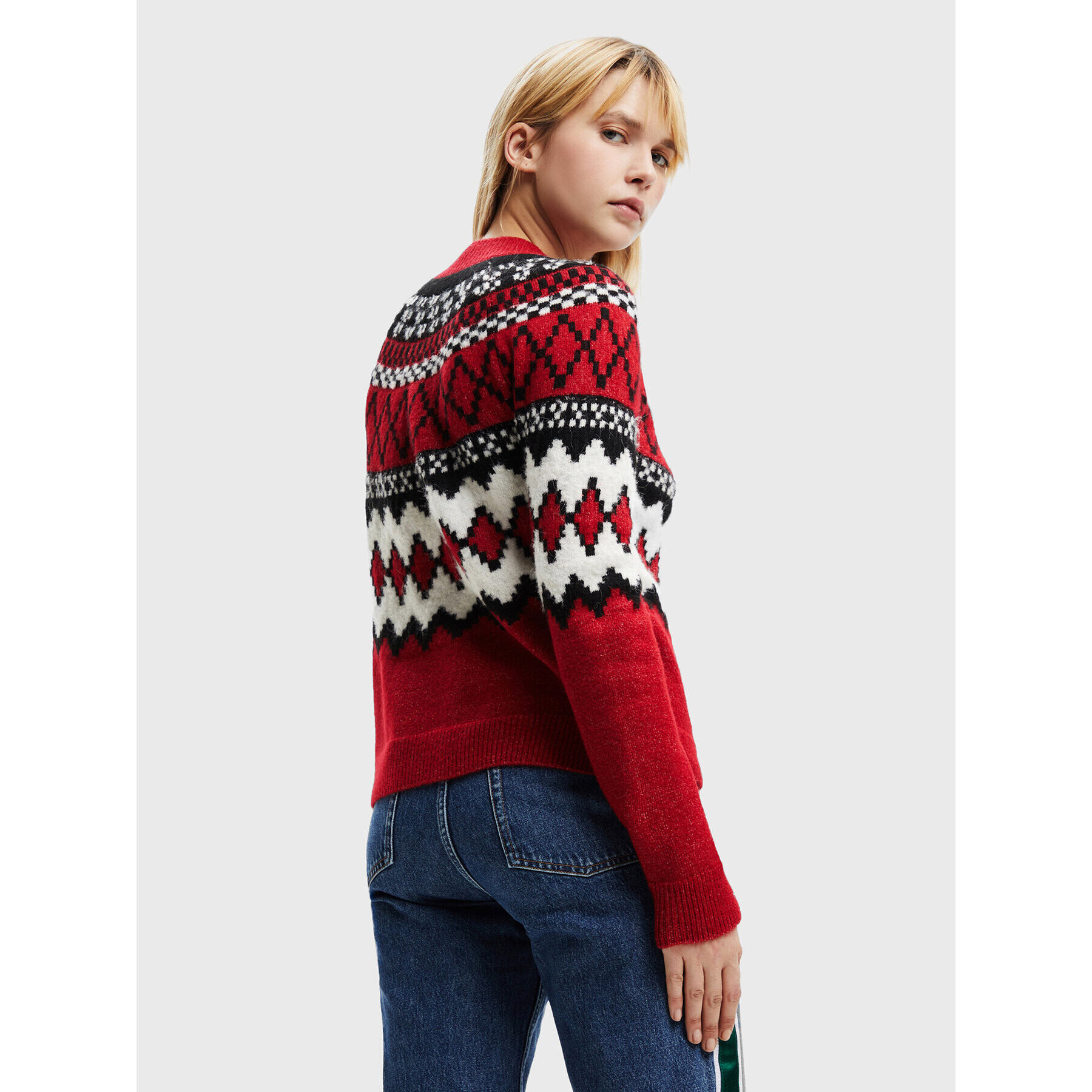 Desigual Пуловер Buddy 22WWJFAN Червен Relaxed Fit - Pepit.bg