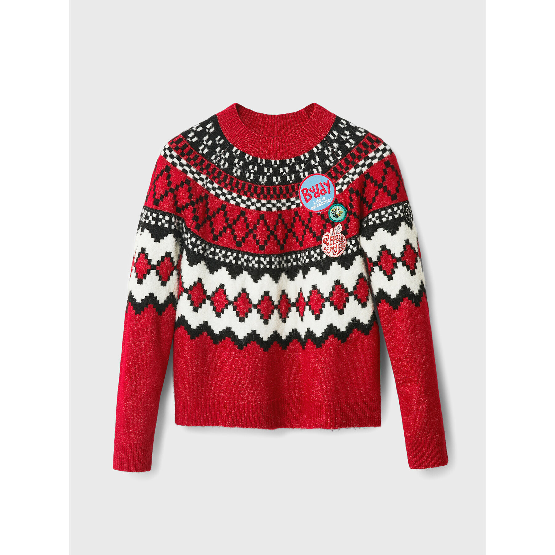 Desigual Пуловер Buddy 22WWJFAN Червен Relaxed Fit - Pepit.bg