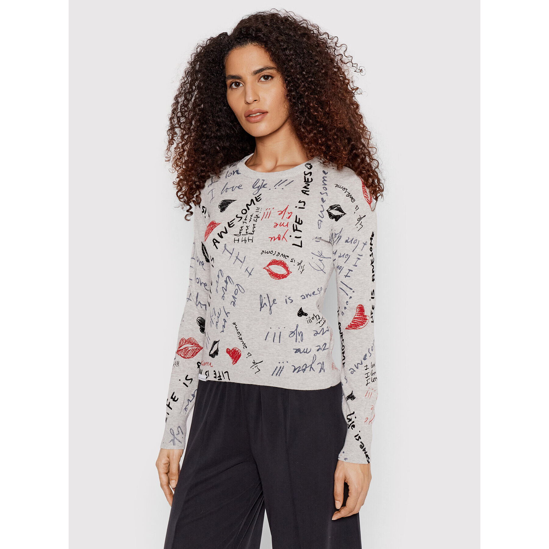 Desigual Пуловер Butset 22SWJF57 Сив Regular Fit - Pepit.bg