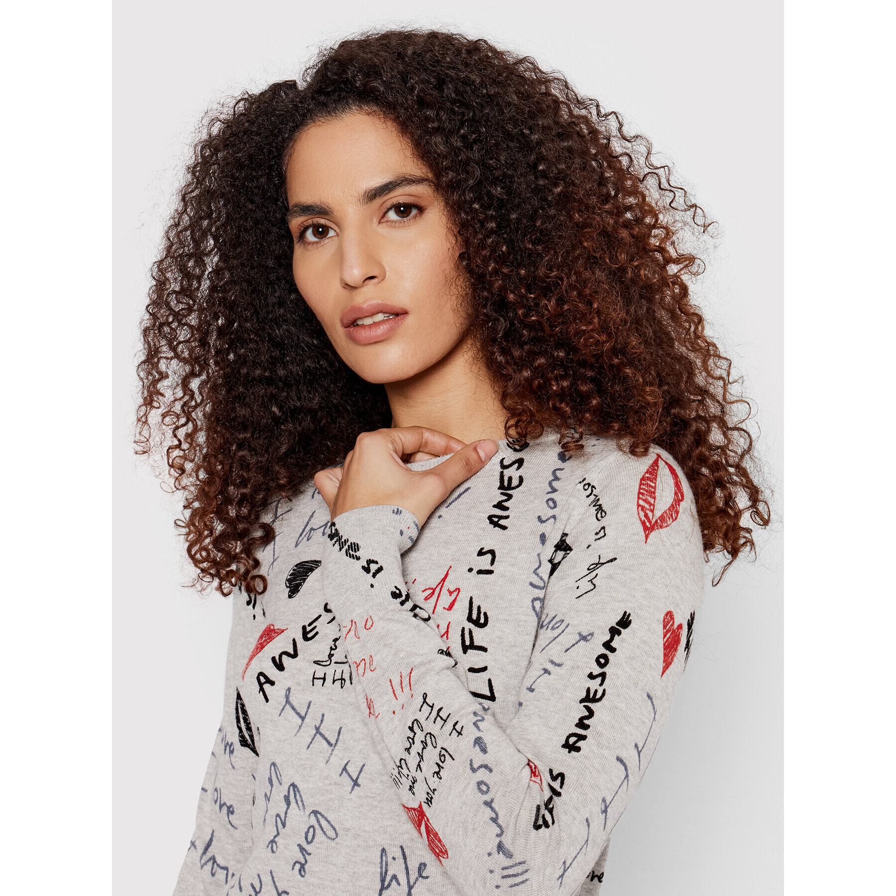 Desigual Пуловер Butset 22SWJF57 Сив Regular Fit - Pepit.bg