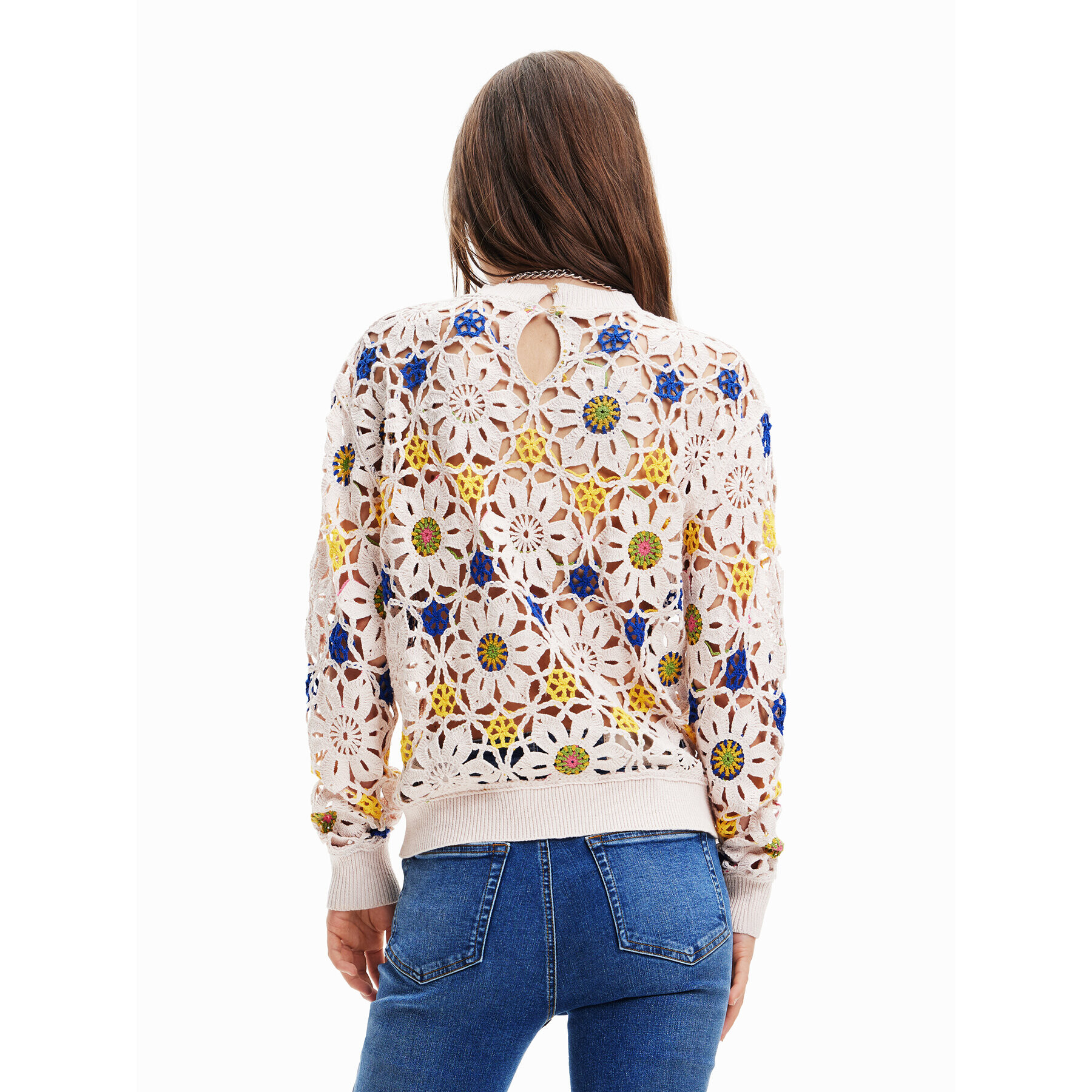 Desigual Пуловер Daisies 23SWJF03 Бежов Regular Fit - Pepit.bg