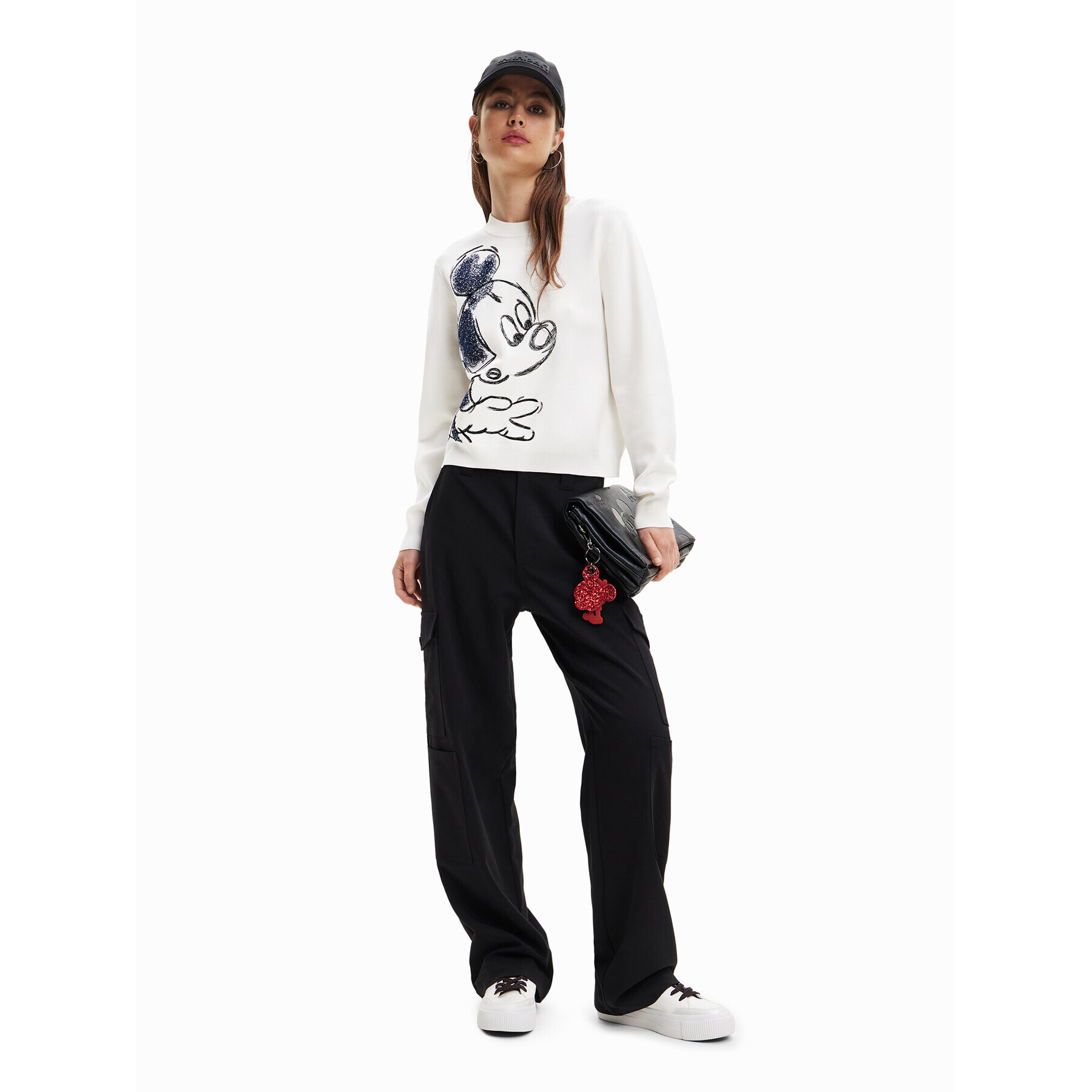 Desigual Пуловер DISNEY Mickey 23SWJF25 Бял Regular Fit - Pepit.bg