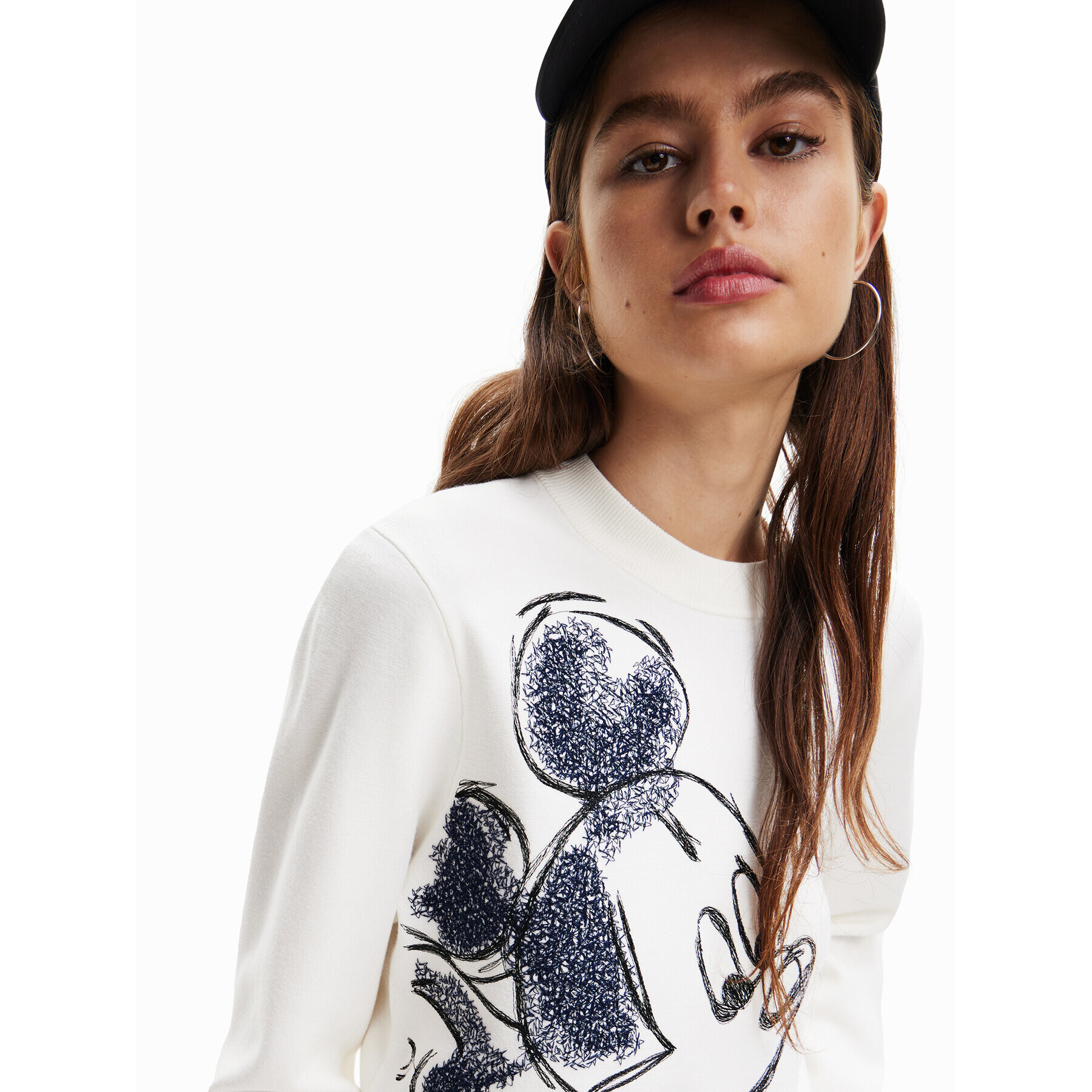 Desigual Пуловер DISNEY Mickey 23SWJF25 Бял Regular Fit - Pepit.bg