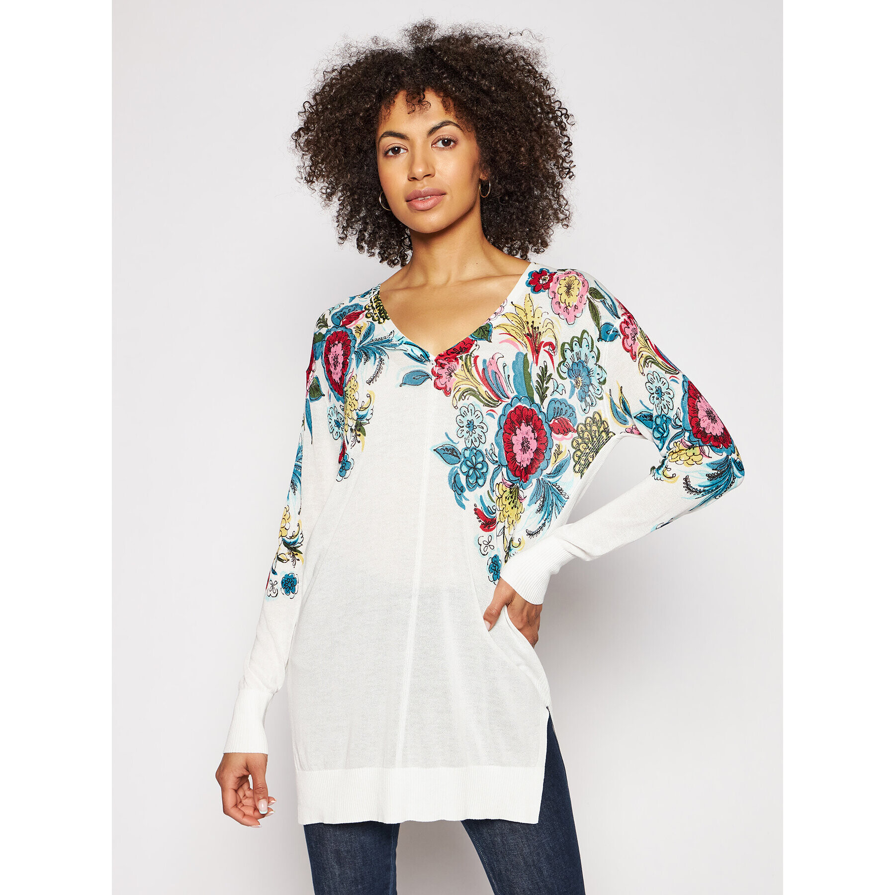 Desigual Пуловер Georgina 21SWJF68 Бял Regular Fit - Pepit.bg