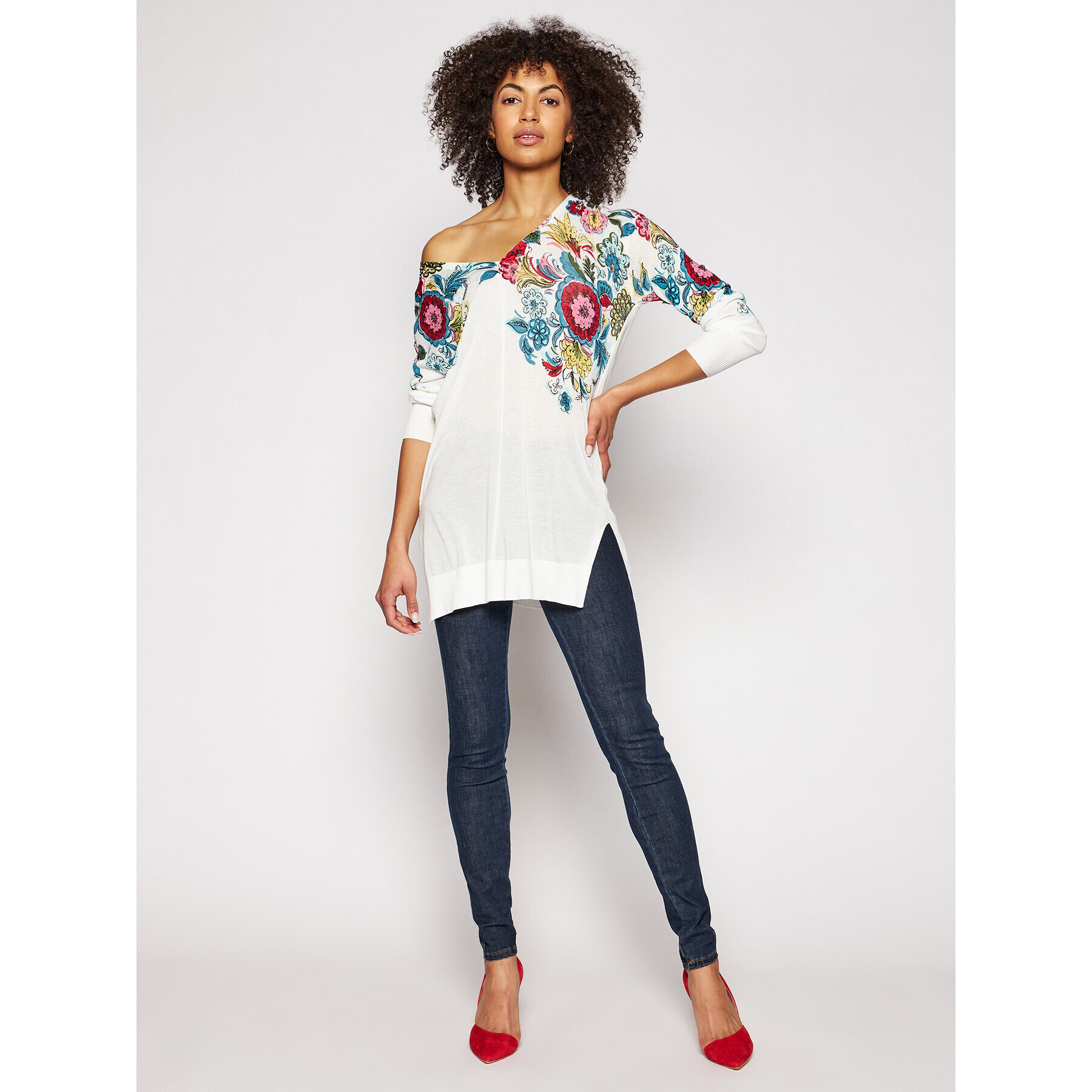 Desigual Пуловер Georgina 21SWJF68 Бял Regular Fit - Pepit.bg
