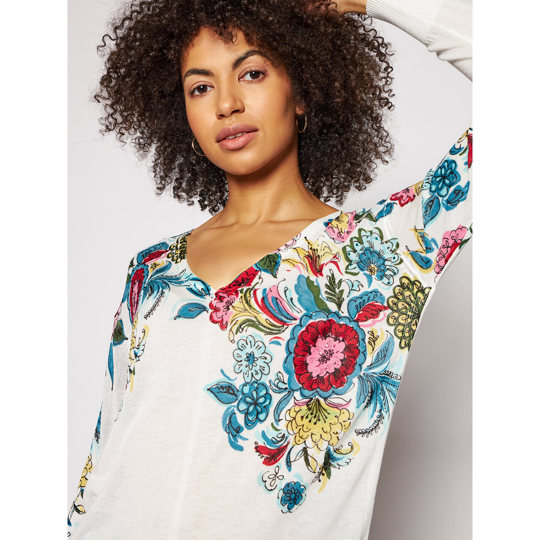 Desigual Пуловер Georgina 21SWJF68 Бял Regular Fit - Pepit.bg