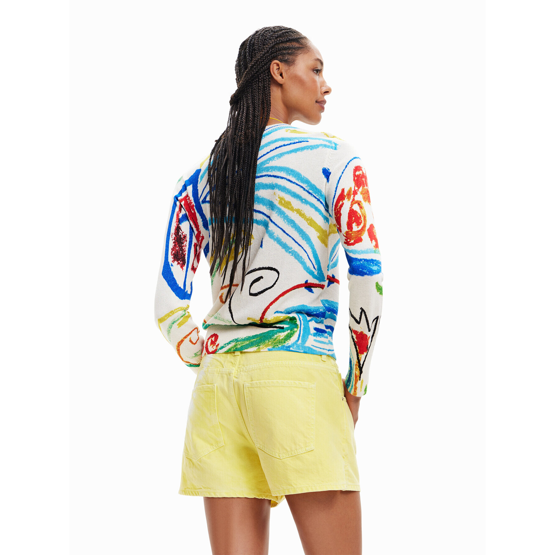 Desigual Пуловер Henry 23SWJF22 Бял Regular Fit - Pepit.bg