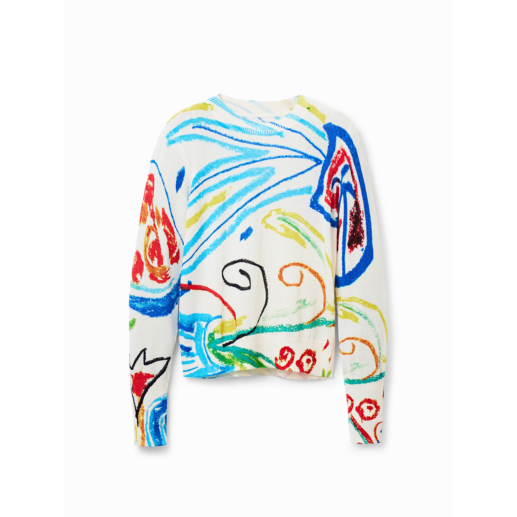 Desigual Пуловер Henry 23SWJF22 Бял Regular Fit - Pepit.bg