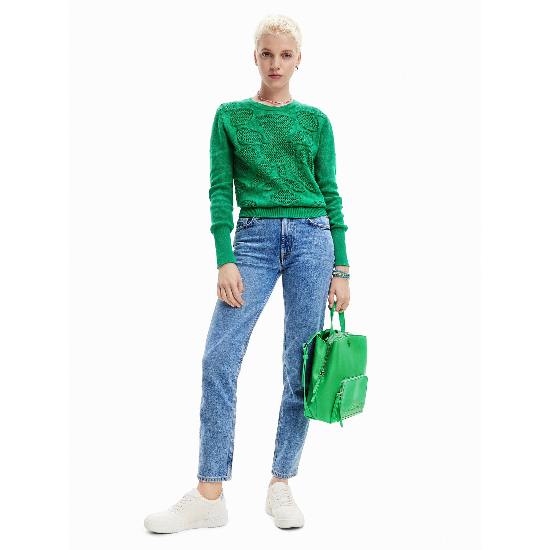 Desigual Пуловер Jerry 23SWJF02 Зелен Regular Fit - Pepit.bg