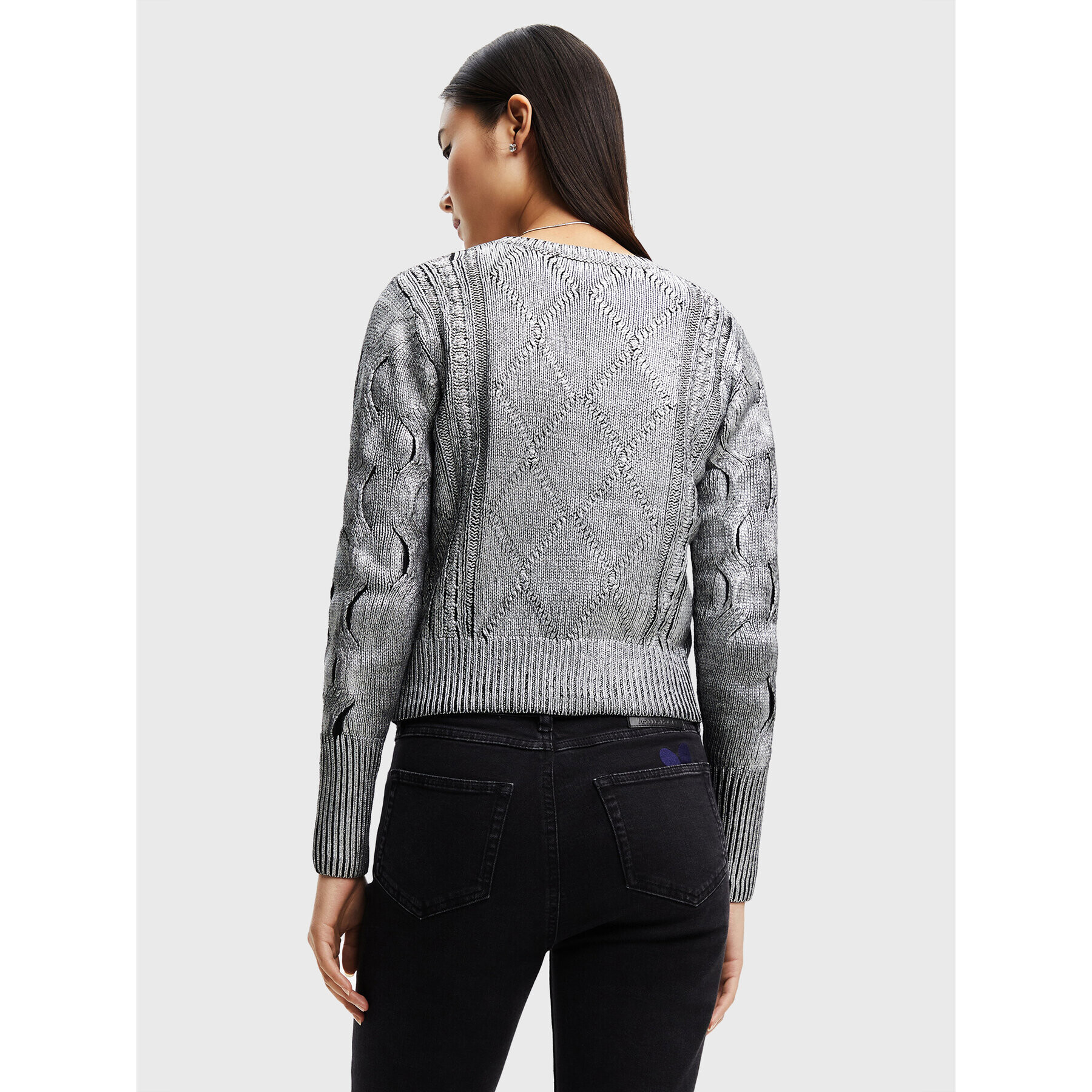 Desigual Пуловер Johanna 22WWJF69 Сребрист Regular Fit - Pepit.bg