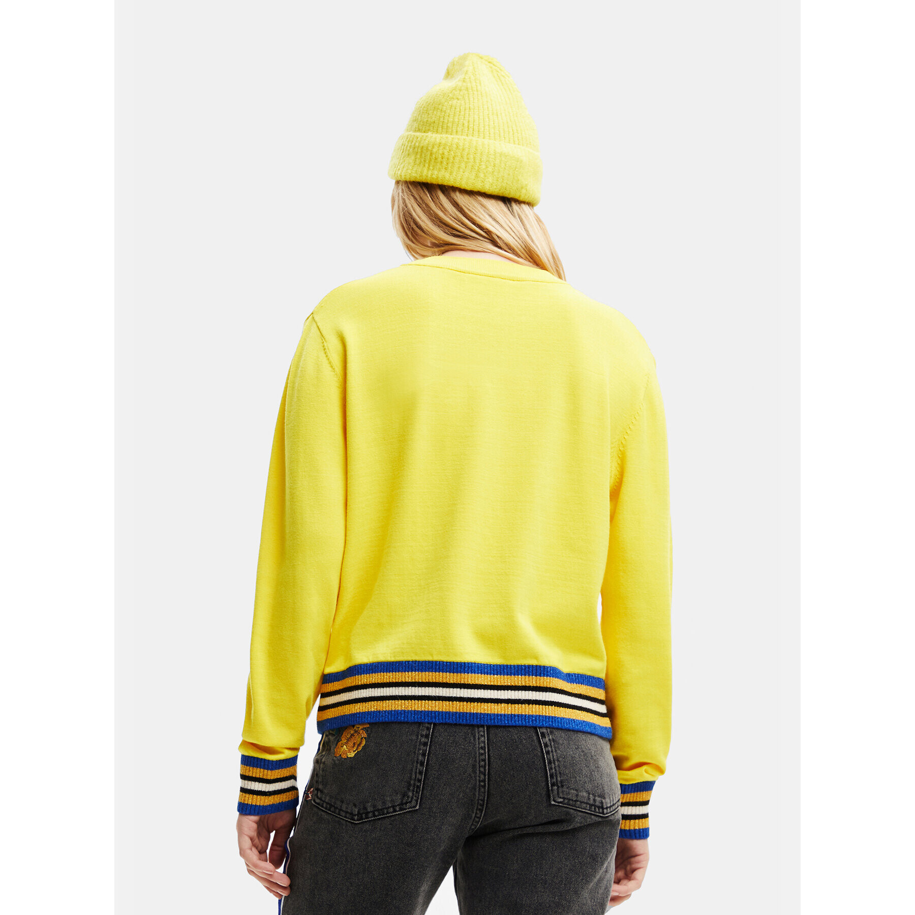 Desigual Пуловер Mara 22WWJF15 Жълт Regular Fit - Pepit.bg