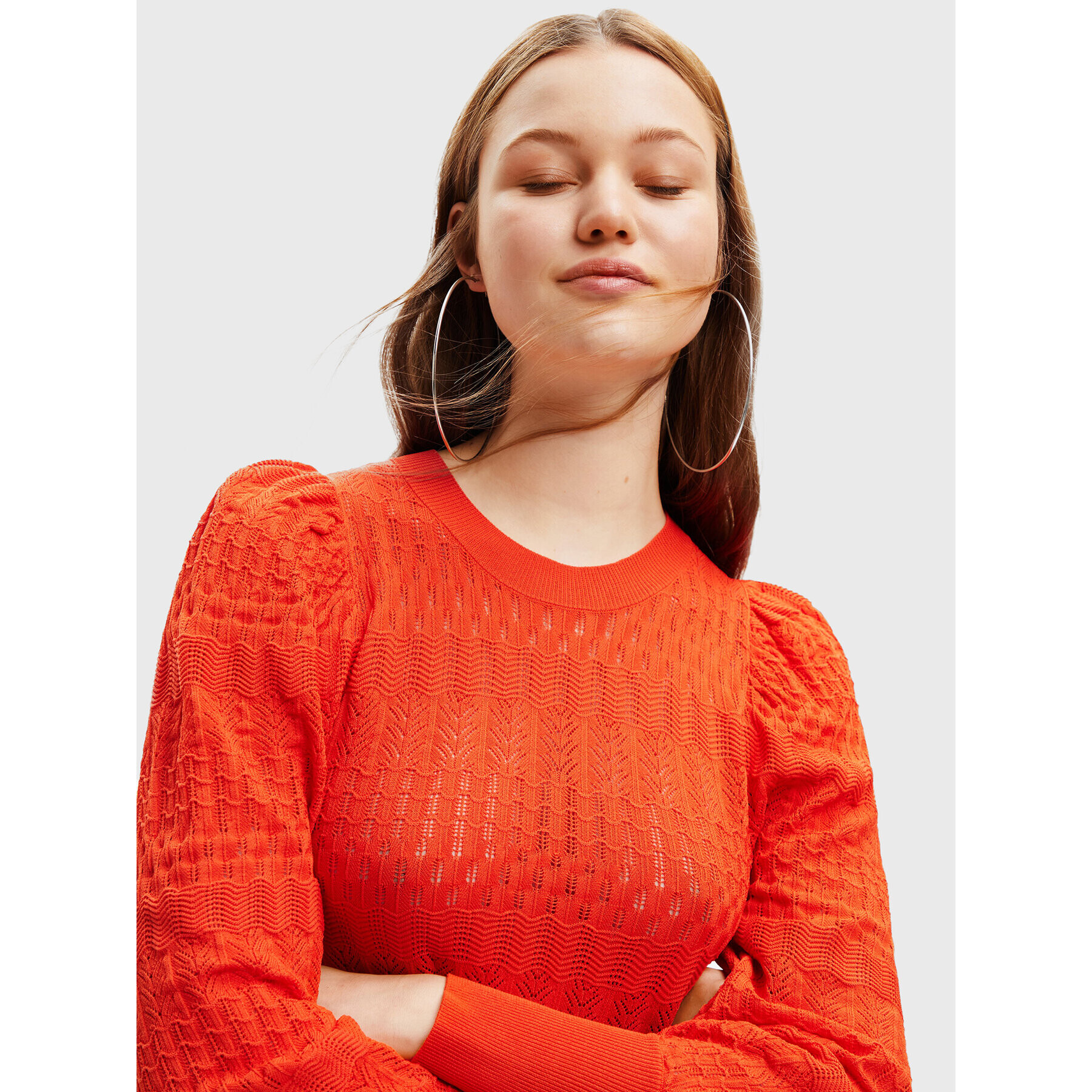 Desigual Пуловер Ona 22WWJFAG Оранжев Regular Fit - Pepit.bg