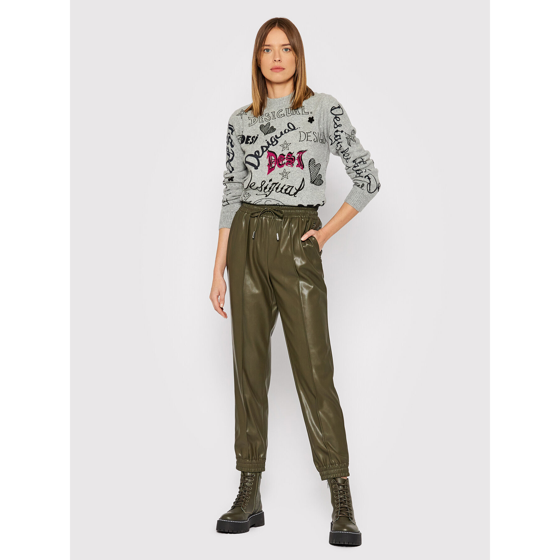 Desigual Пуловер Paloma 21WWJFAE Сив Regular Fit - Pepit.bg