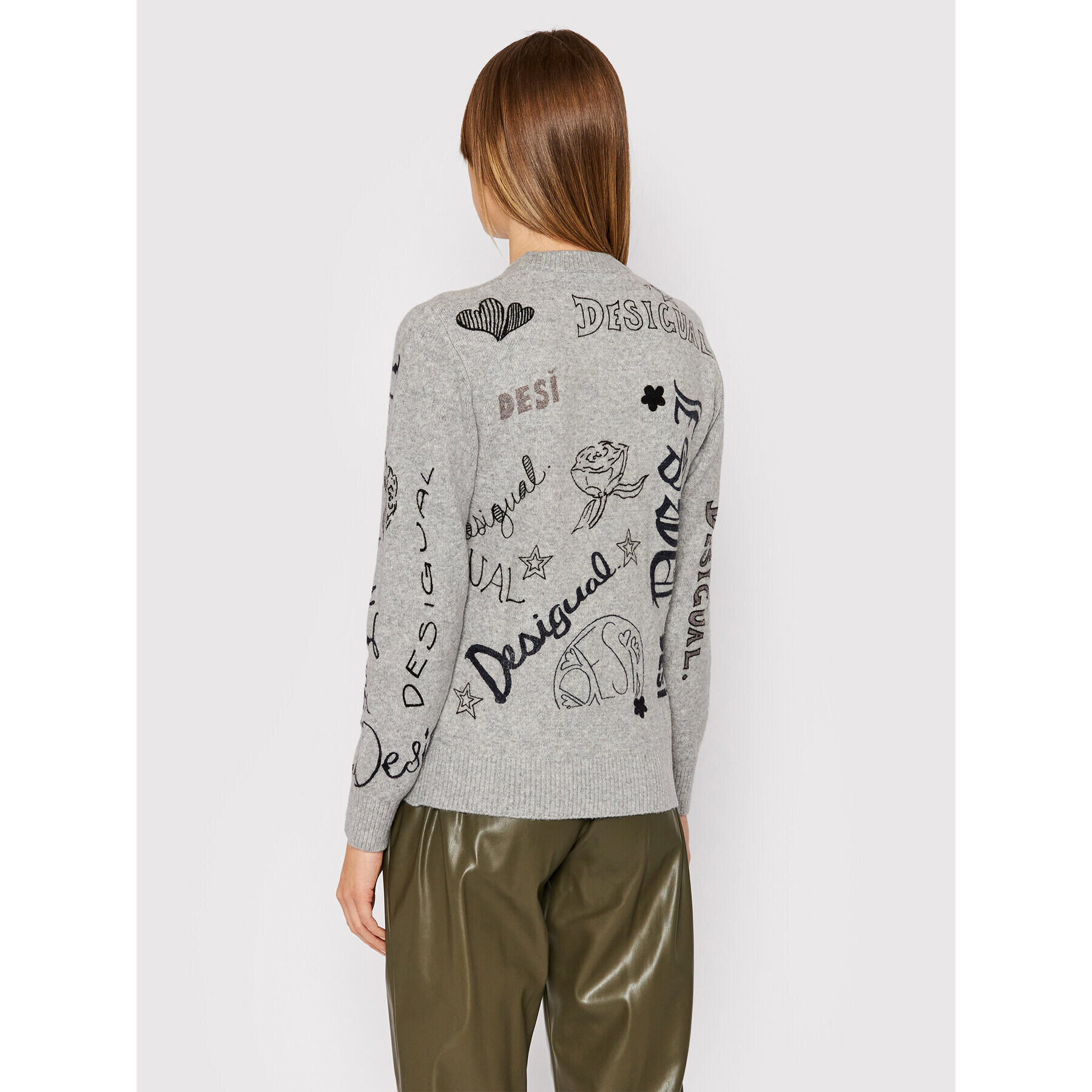 Desigual Пуловер Paloma 21WWJFAE Сив Regular Fit - Pepit.bg