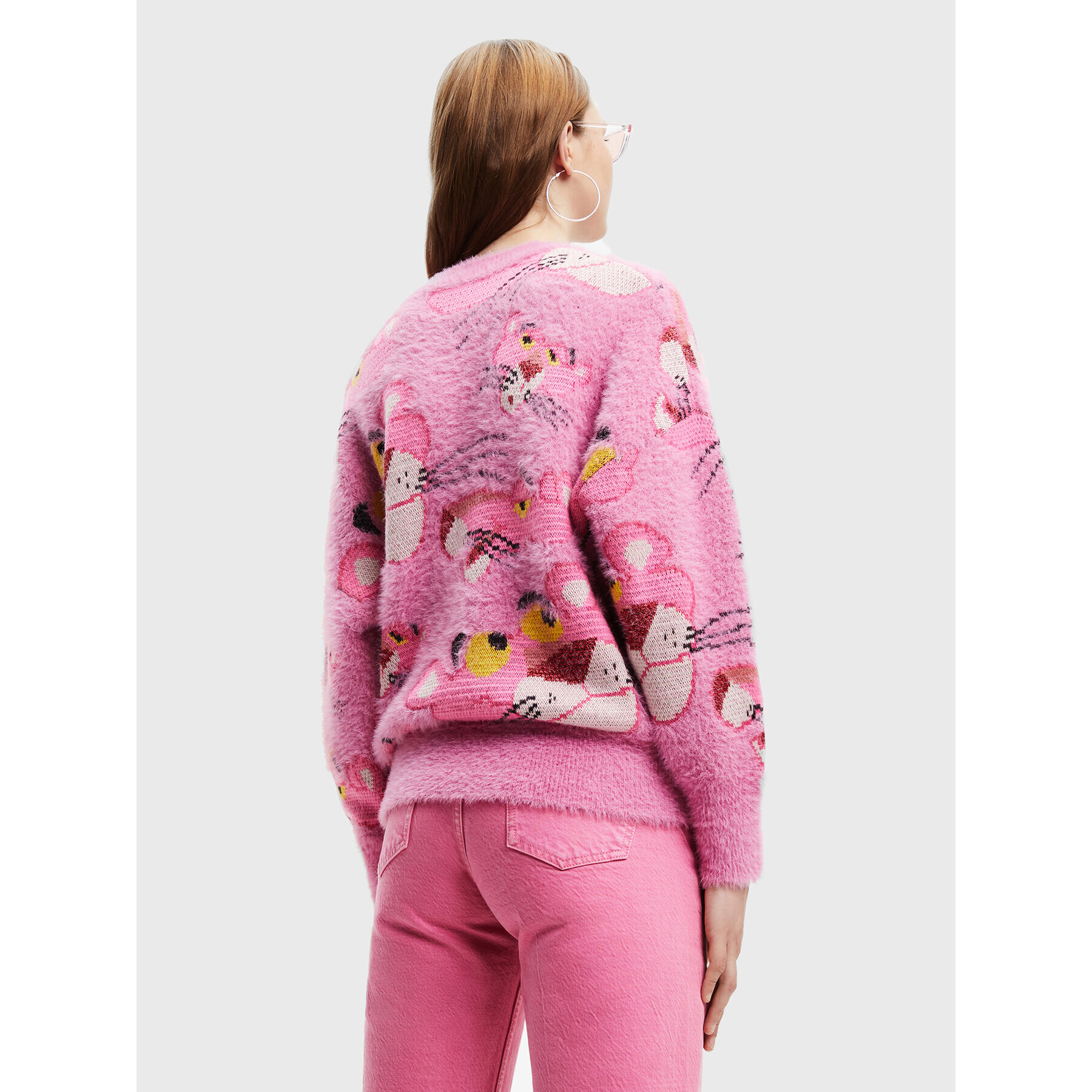 Desigual Пуловер PINK PANTHER 22WWJF59 Розов Oversize - Pepit.bg