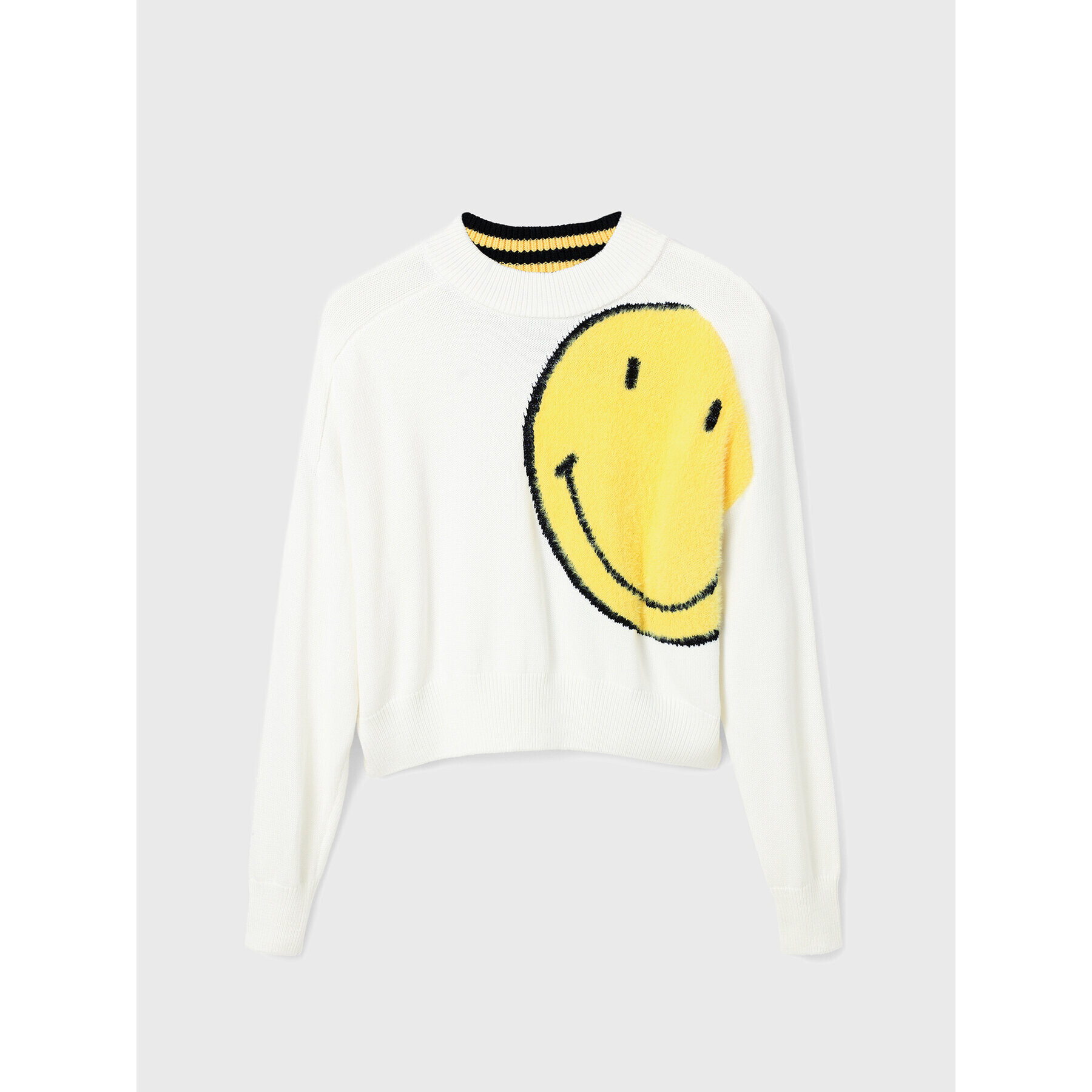 Desigual Пуловер SMILEY 22WWJFA3 Бял Relaxed Fit - Pepit.bg