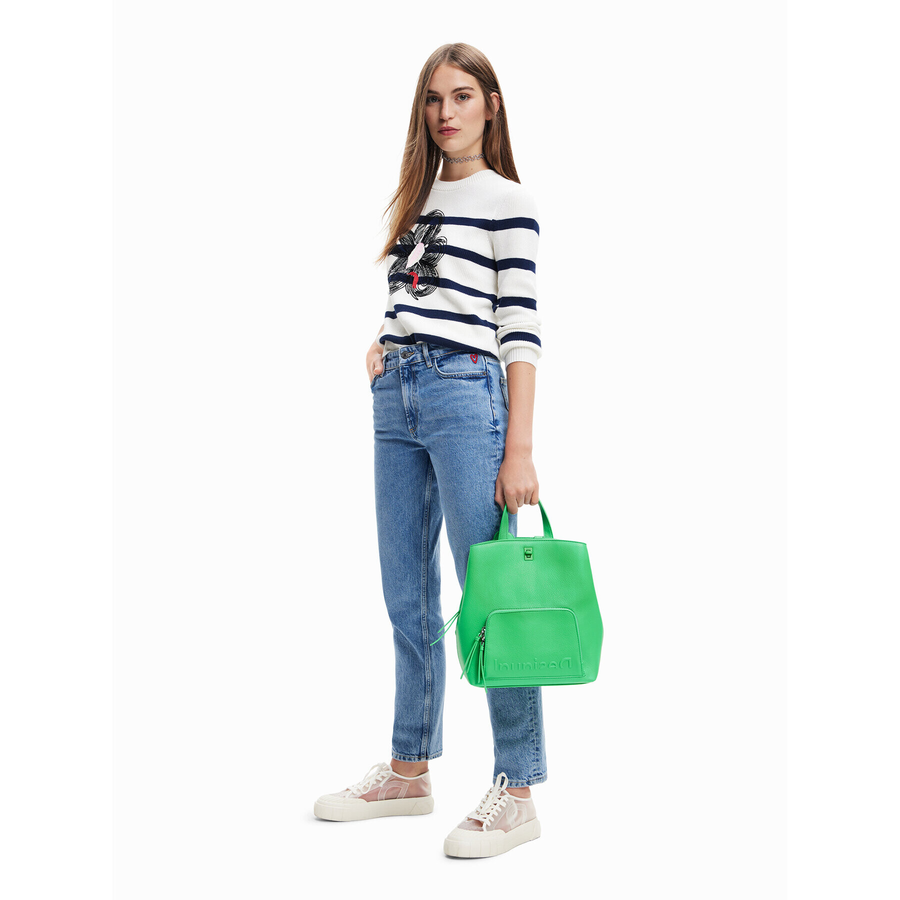 Desigual Пуловер Zaida 23SWJF47 Бял Regular Fit - Pepit.bg