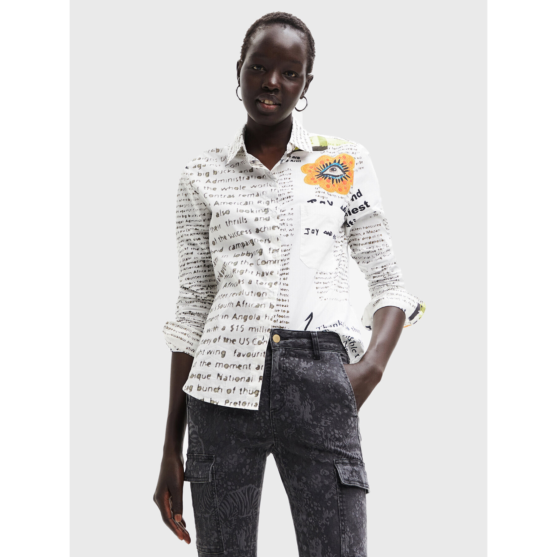 Desigual Риза 22WWCW30 Бял Regular Fit - Pepit.bg