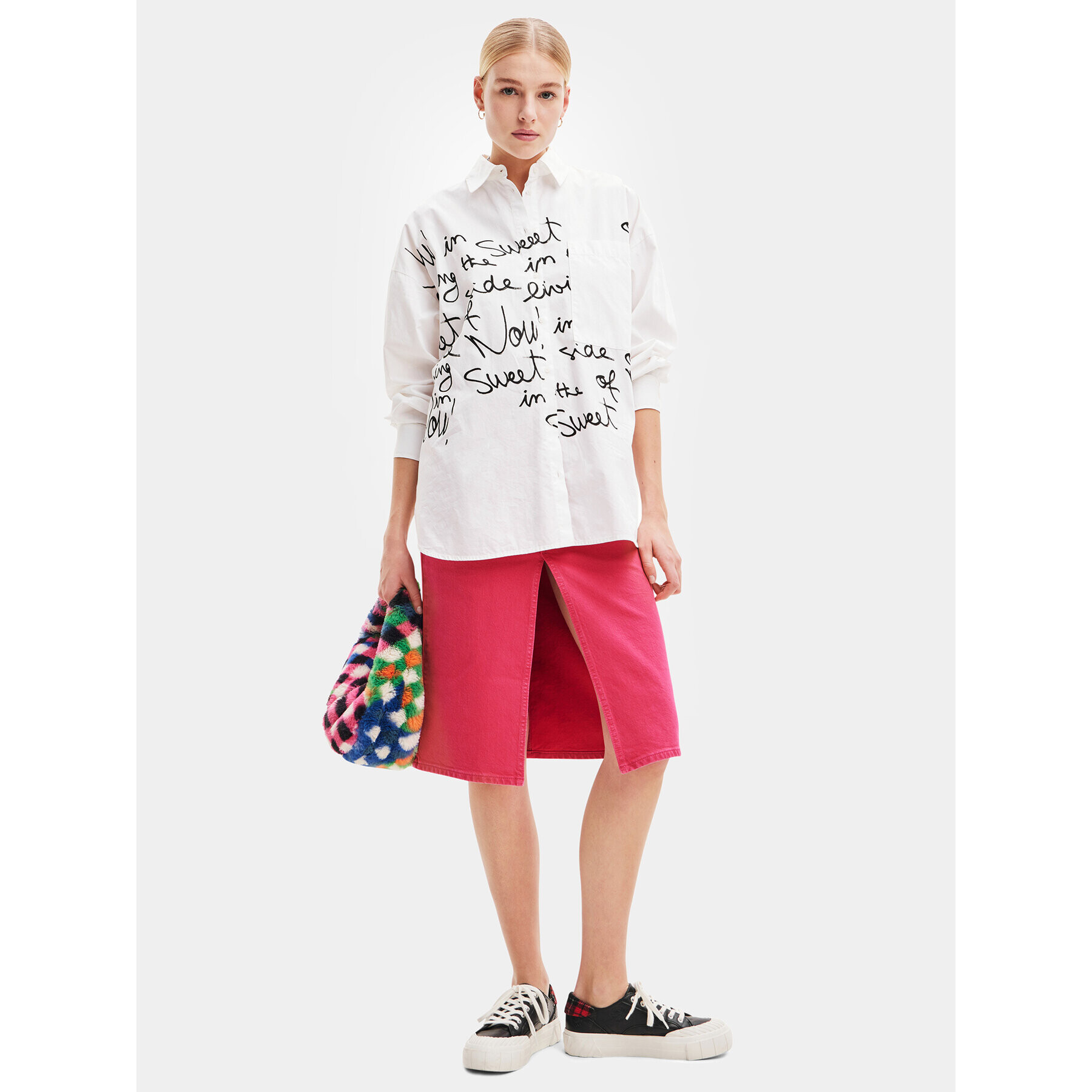 Desigual Риза 23WWCW19 Бял Loose Fit - Pepit.bg