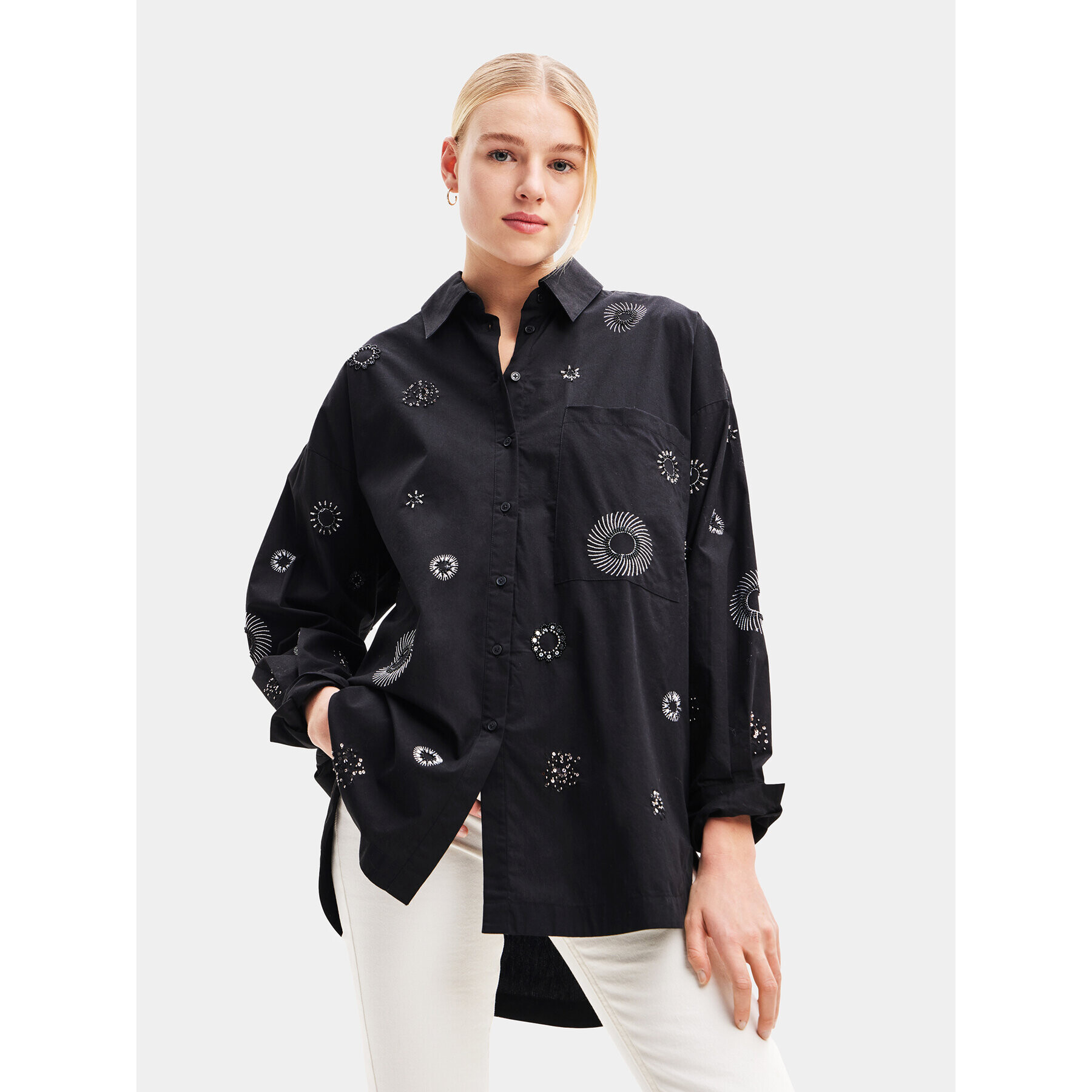 Desigual Риза 23WWCW23 Черен Straight Fit - Pepit.bg