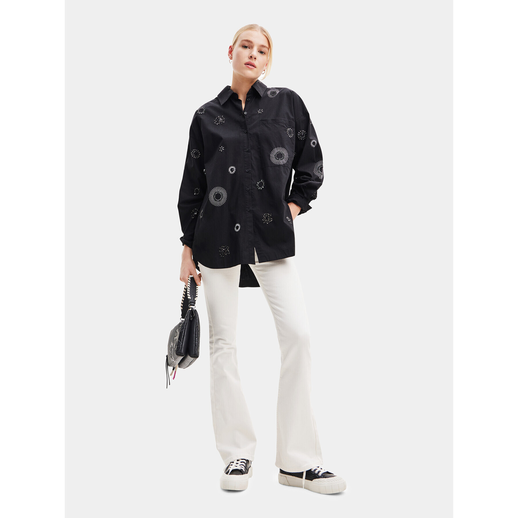 Desigual Риза 23WWCW23 Черен Straight Fit - Pepit.bg