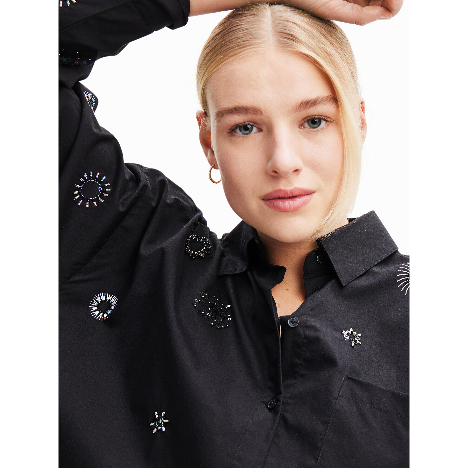 Desigual Риза 23WWCW23 Черен Straight Fit - Pepit.bg